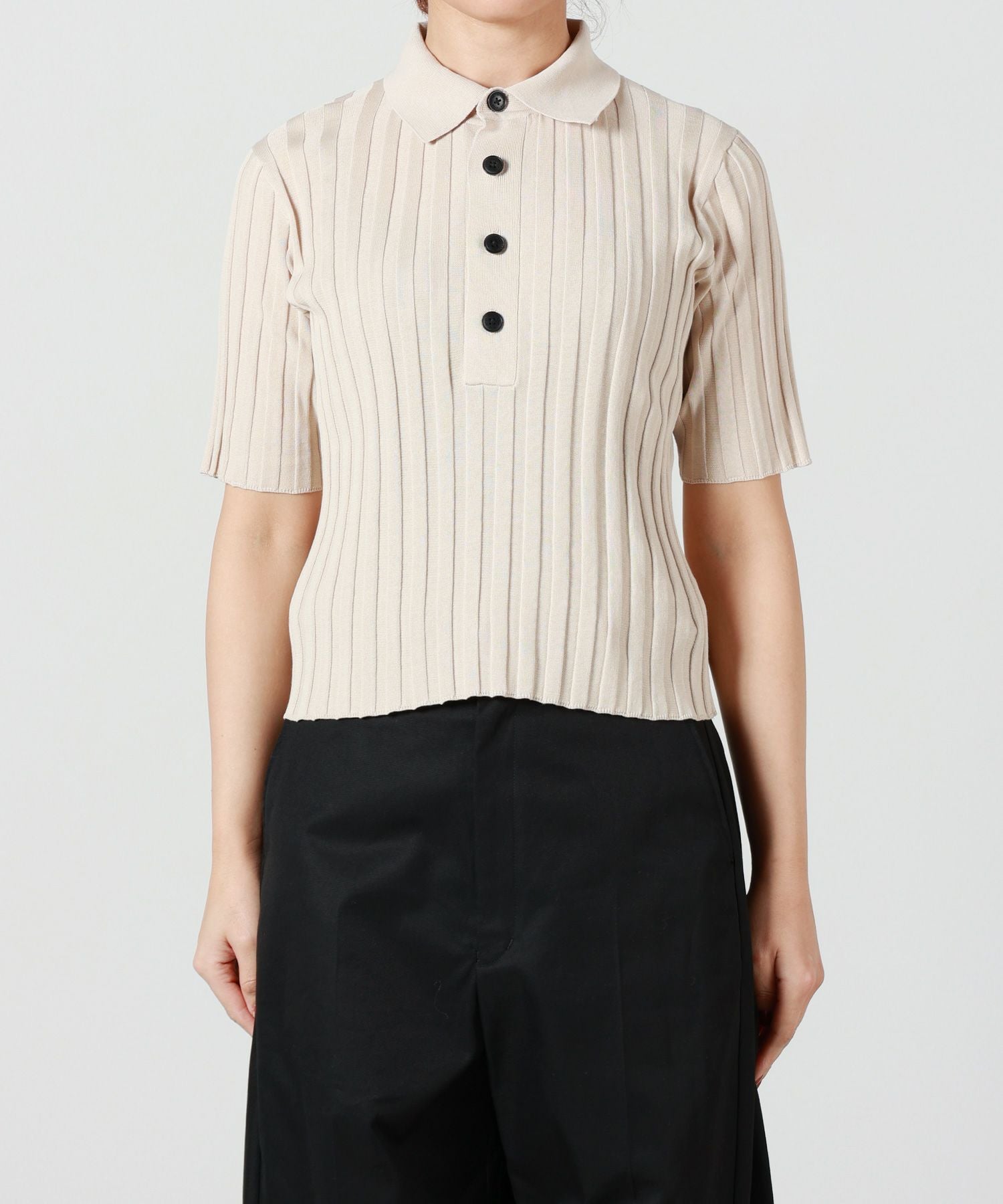 HYKE(ハイク)】 WIDE RIBBED POLO SWEATER｜PARIGOT ONLINE（パリゴ