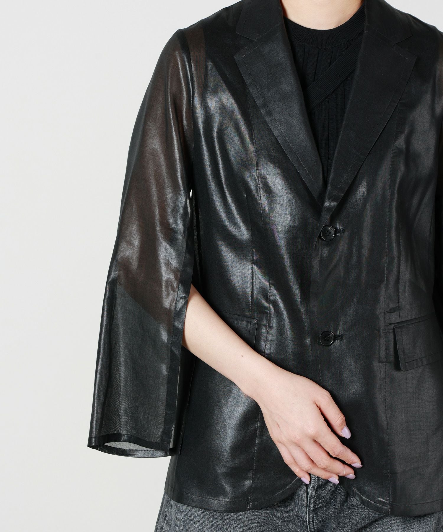HYKE テーラードジャケット HYKE（ハイク） 美品 22AW HYKE ダブルブレスト ノーカラーテーラード