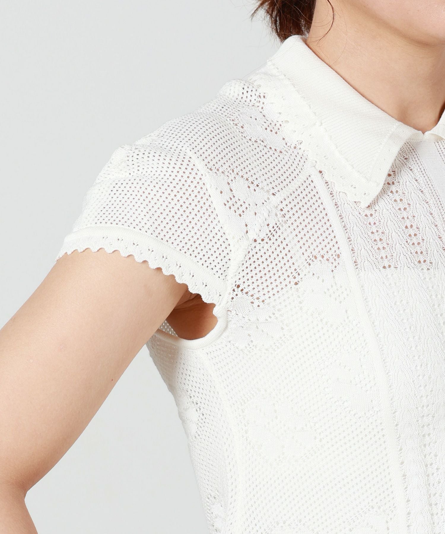 Mame Kurogouchi(マメ クロゴウチ)】 Lace Stripe Knitted Top