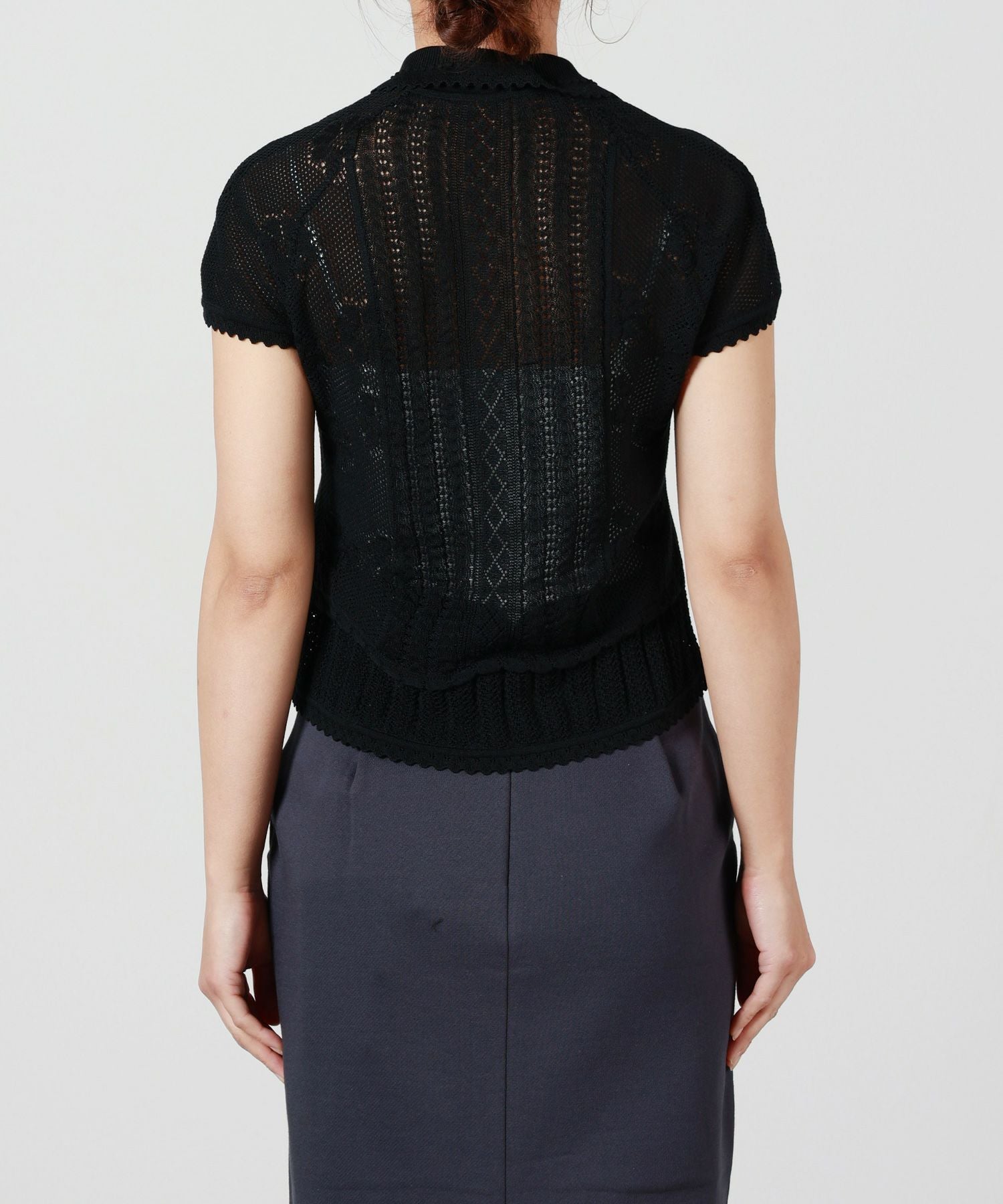 Mame Kurogouchi(マメ クロゴウチ)】 Lace Stripe Knitted Top