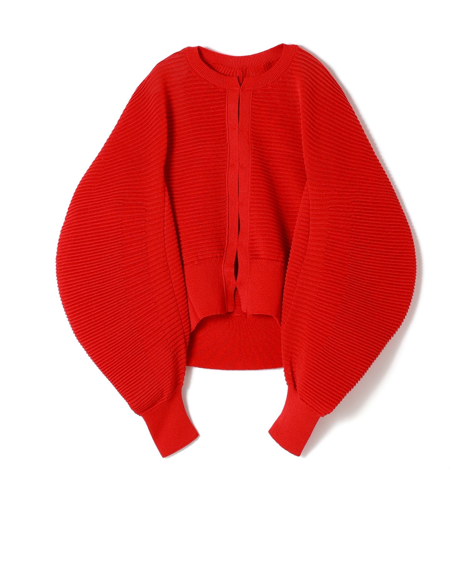 mame ニット　赤 Mame Kurogouchi(マメ クロゴウチ)】 Curved Sleeve Knitted Cardigan