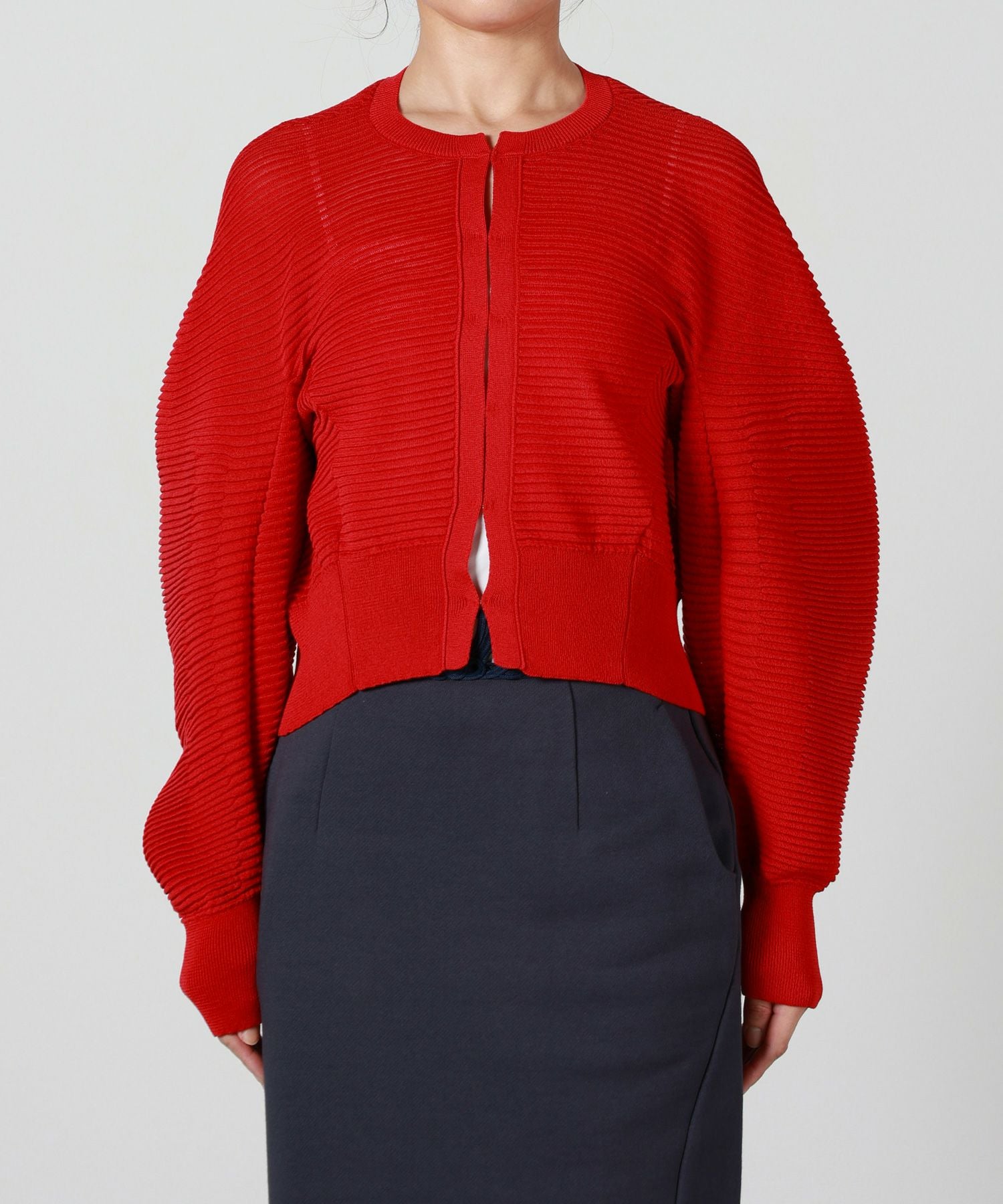 Mame Kurogouchi(マメ クロゴウチ)】 Curved Sleeve Knitted Cardigan