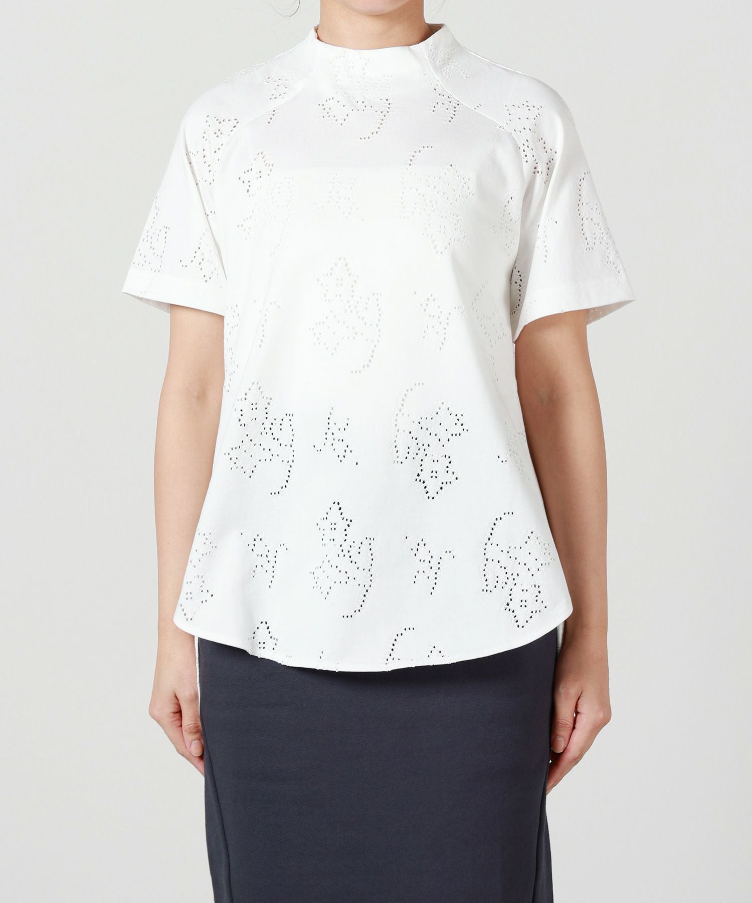 トップス Eyelet Jersey Jacquard Top white Eyelet Jersey Jacquard Top-アイレットジャージジャガードトップ-Mame