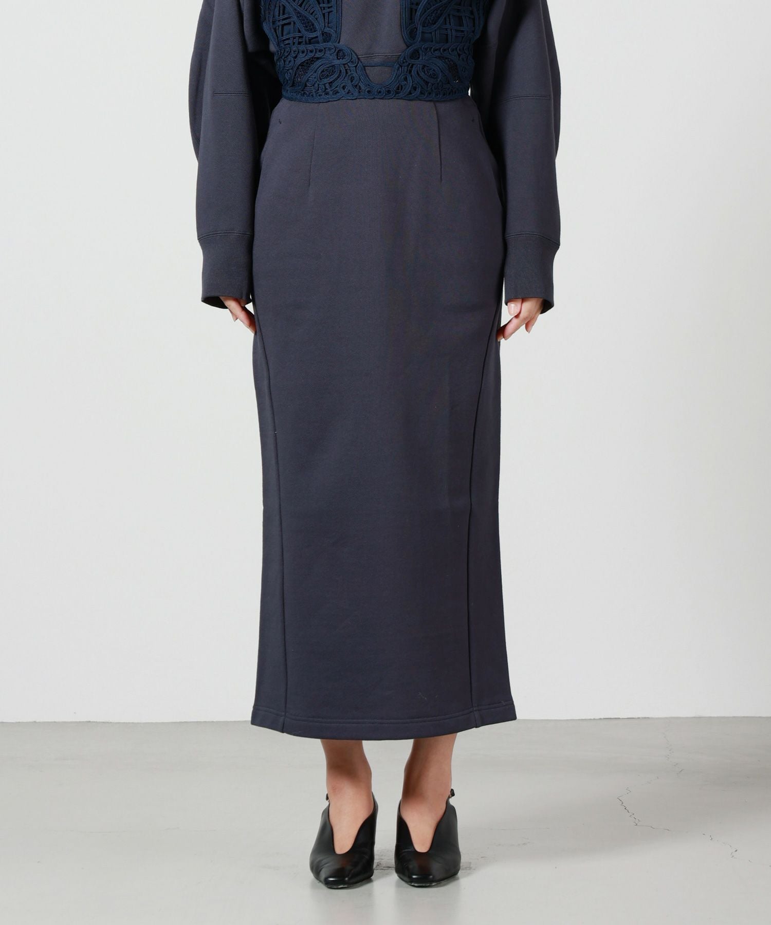 Mame Kurogouchi(マメ クロゴウチ)】 Cording Embroidery Sweat Skirt