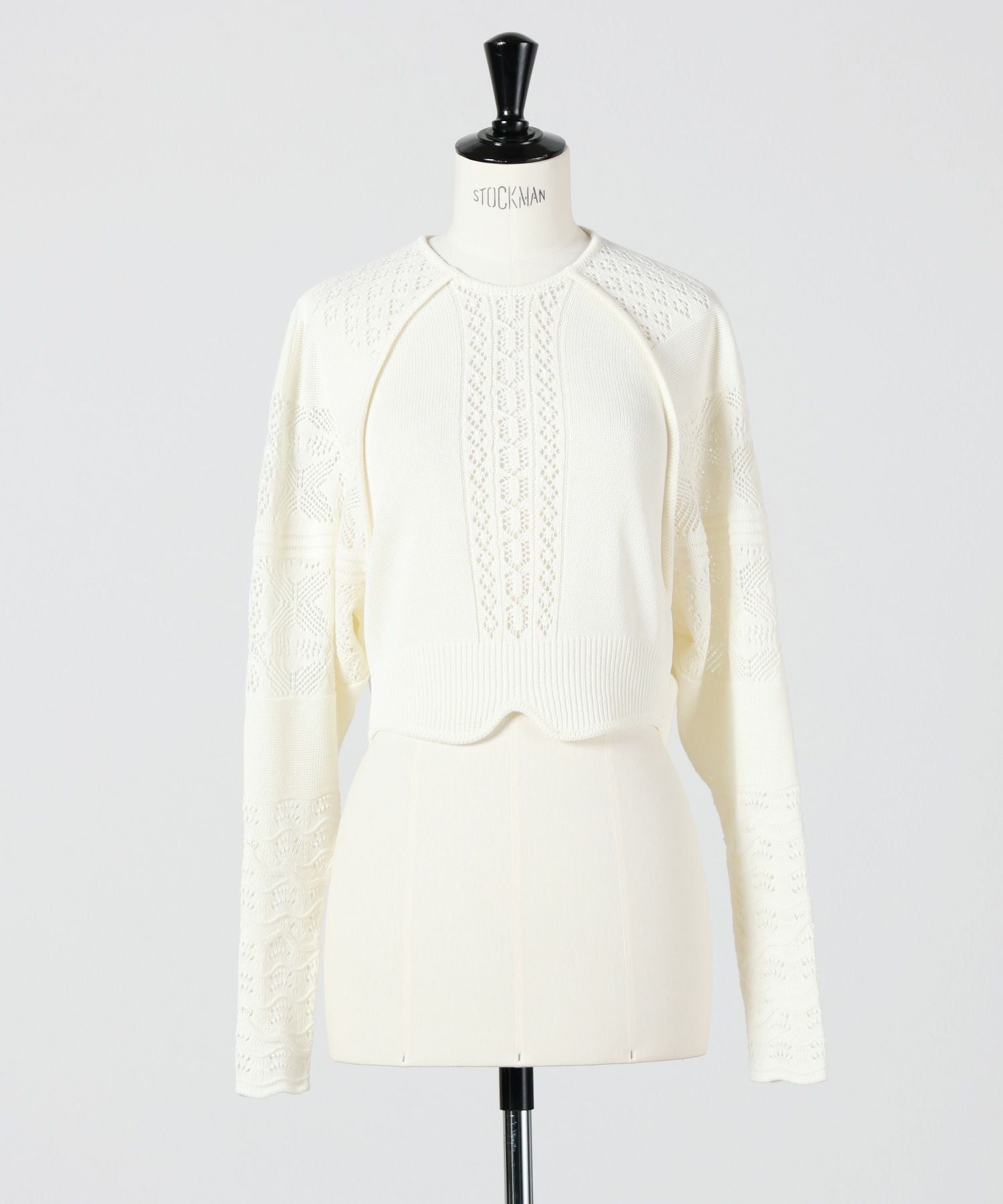 【2/10までの出品】mame レースニット　ホワイト Lace Knitted Top-レースニットトップ-Mame Kurogouchi