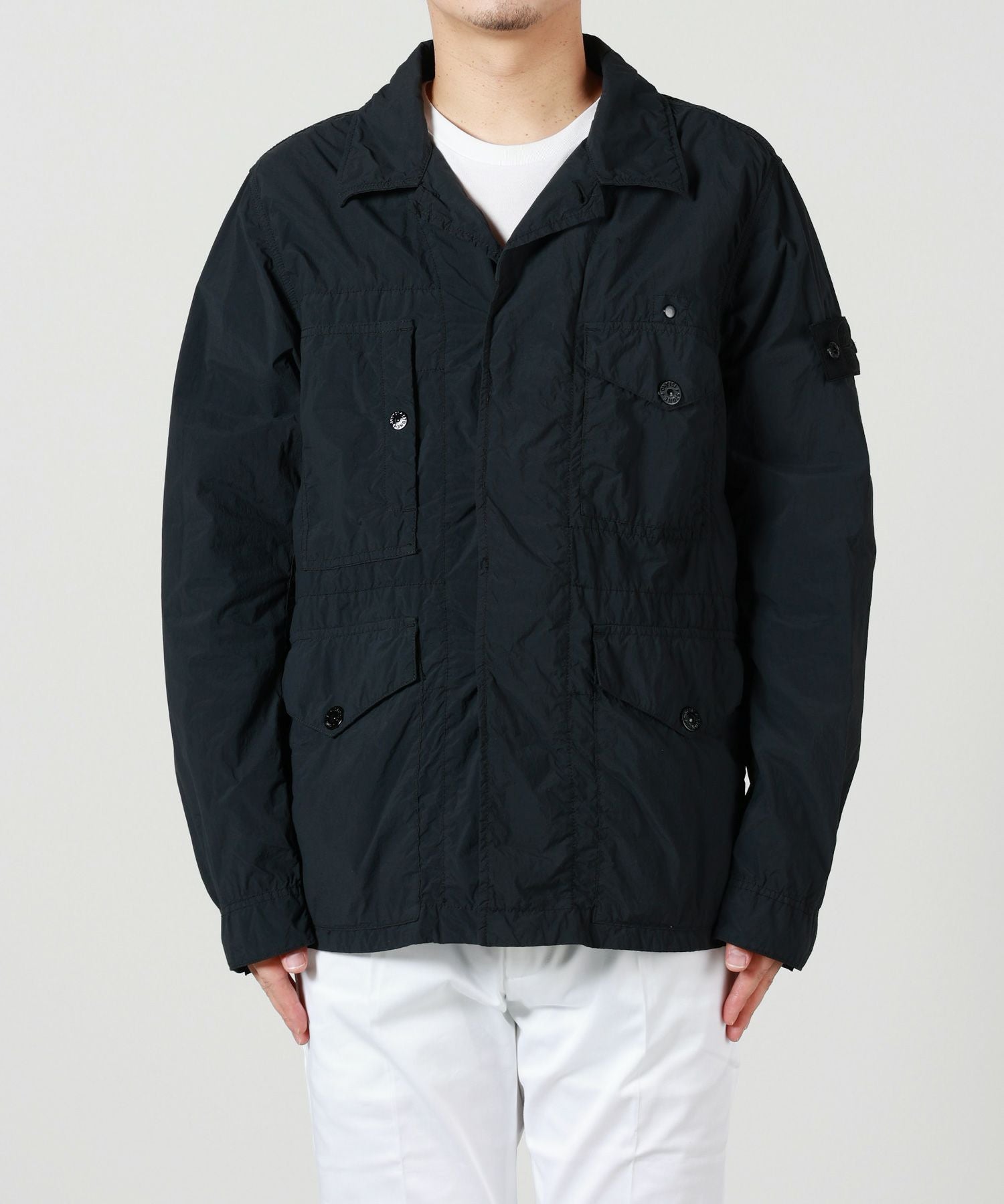 ストーンアイランド　TELA SMERIGLI ATA ジャケット ブラック　M STONE ISLAND(ストーンアイランド)】 NYLON SMERIGLIATO ジャケット