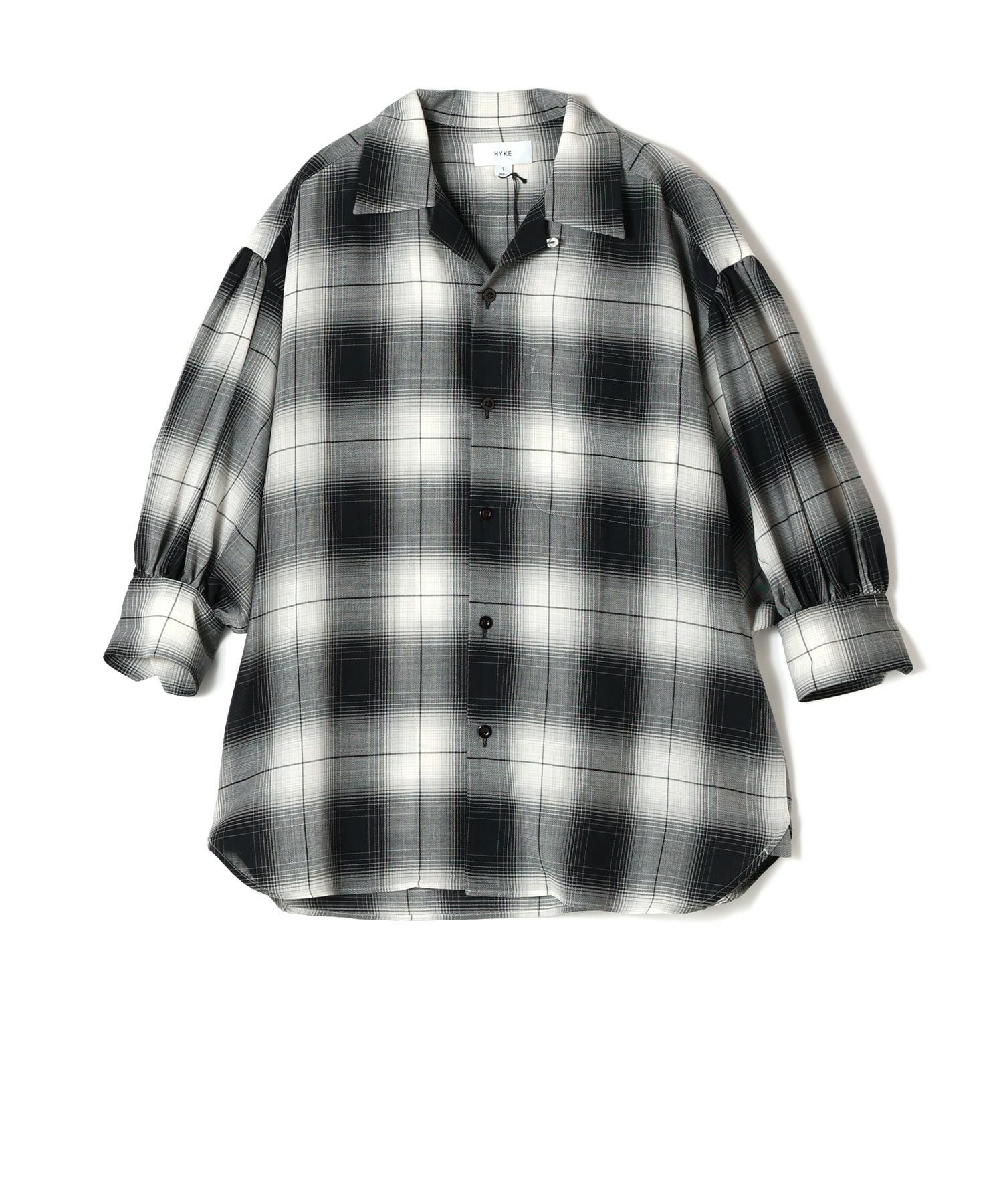 HYKE(ハイク)】 T/W OMBRE CHECK BALLOON SLEEVE BLOUSE｜PARIGOT