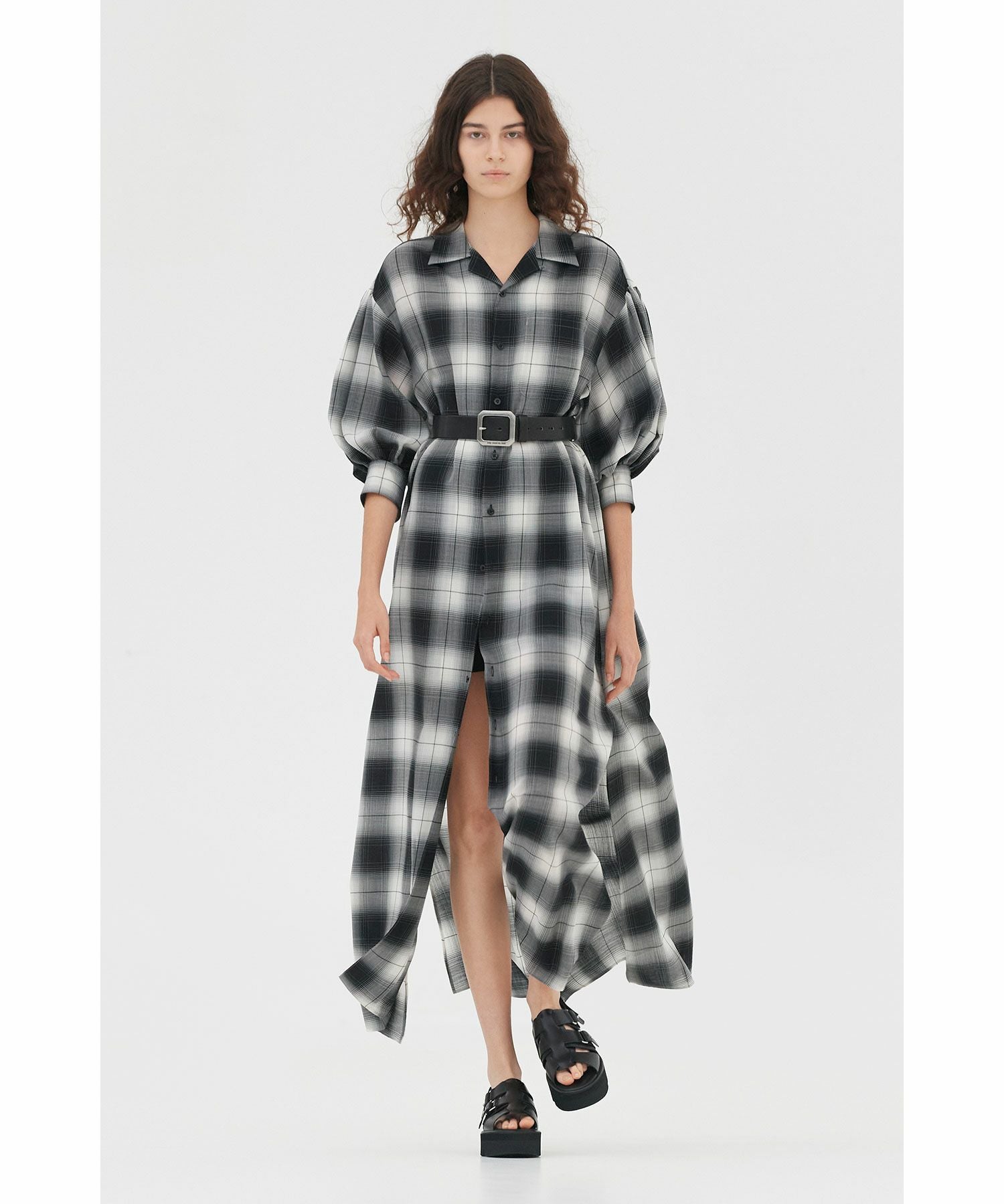 HYKE チェック BIB FRNT ワンピース 定価4万2900円 Front Ribbon Sleeveless Onepiece (Yellow Check / Long丈) | HEENIE