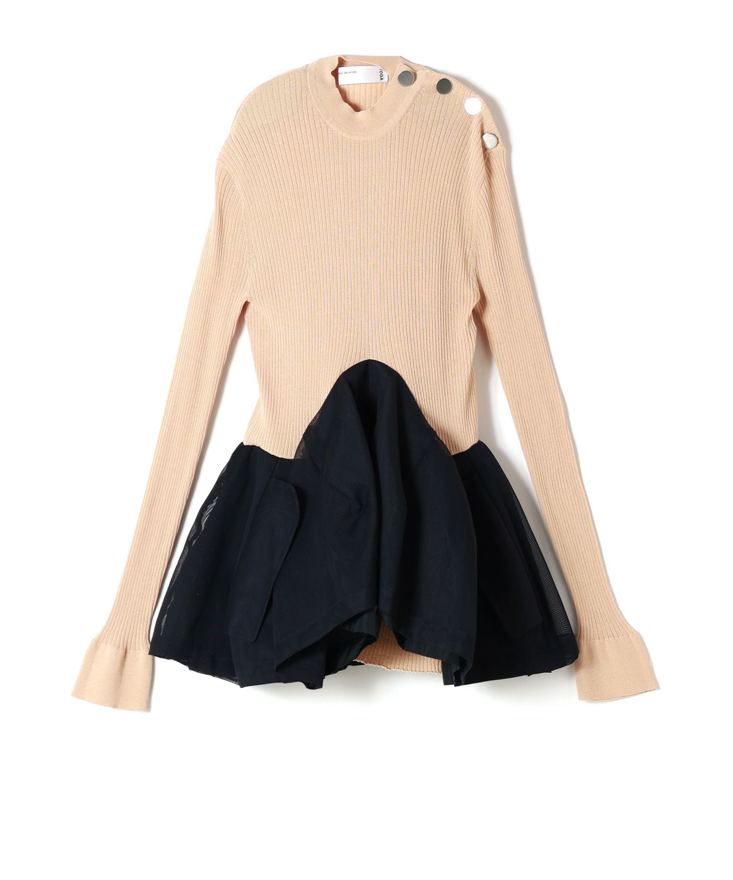 TOGA PULLA - TOGA PULLA / トーガプルラ | Bright knit pullover パッチ フリンジ 異素材切替 クルーネックニット | 36 | ベージュ | レディース TOGA PULLA(トーガプルラ)】 RIB KNIT PULLOVER｜PARIGOT ONLINE