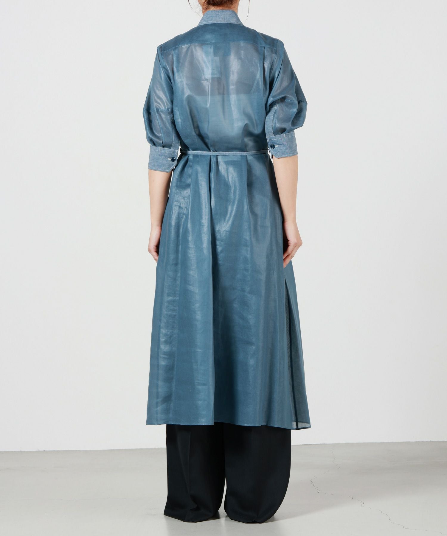 HYKE シャツワンピース　シャンブレー　インディゴ　ビッグシルエット　サイズ1 HYKE(ハイク)】 SHEER CHAMBRAY DRESS｜PARIGOT ONLINE（パリゴ