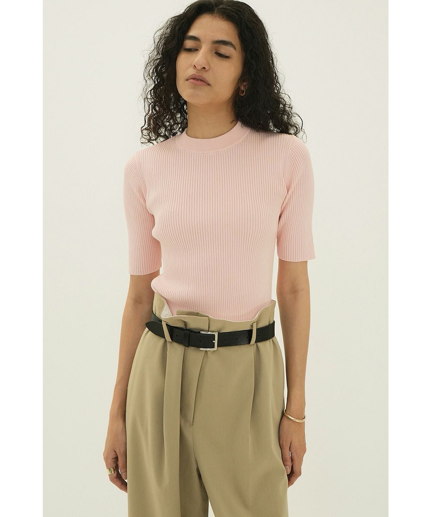 CLANE(クラネ)】 H/N HALF SLEEVE RIB KNIT TOPS｜PARIGOT ONLINE