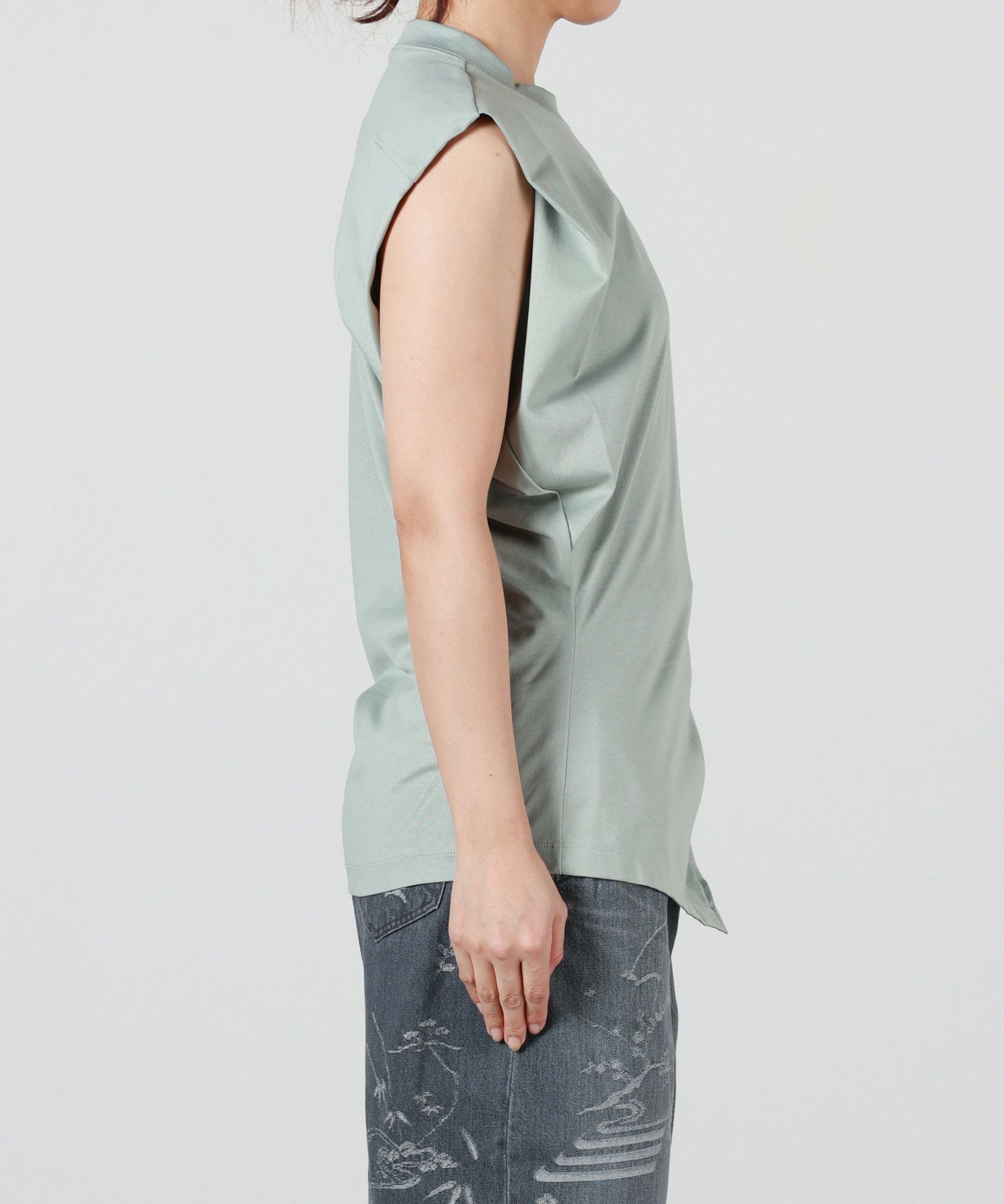 【美品】  Mame Kurogouchi / マメクロゴウチ | Cotton Jersey Sleeveless Top ノースリーブシャツ | 2 | ブラウン | レディース 美品】 Mame Kurogouchi / マメクロゴウチ | Cotton Jersey Sleeveless