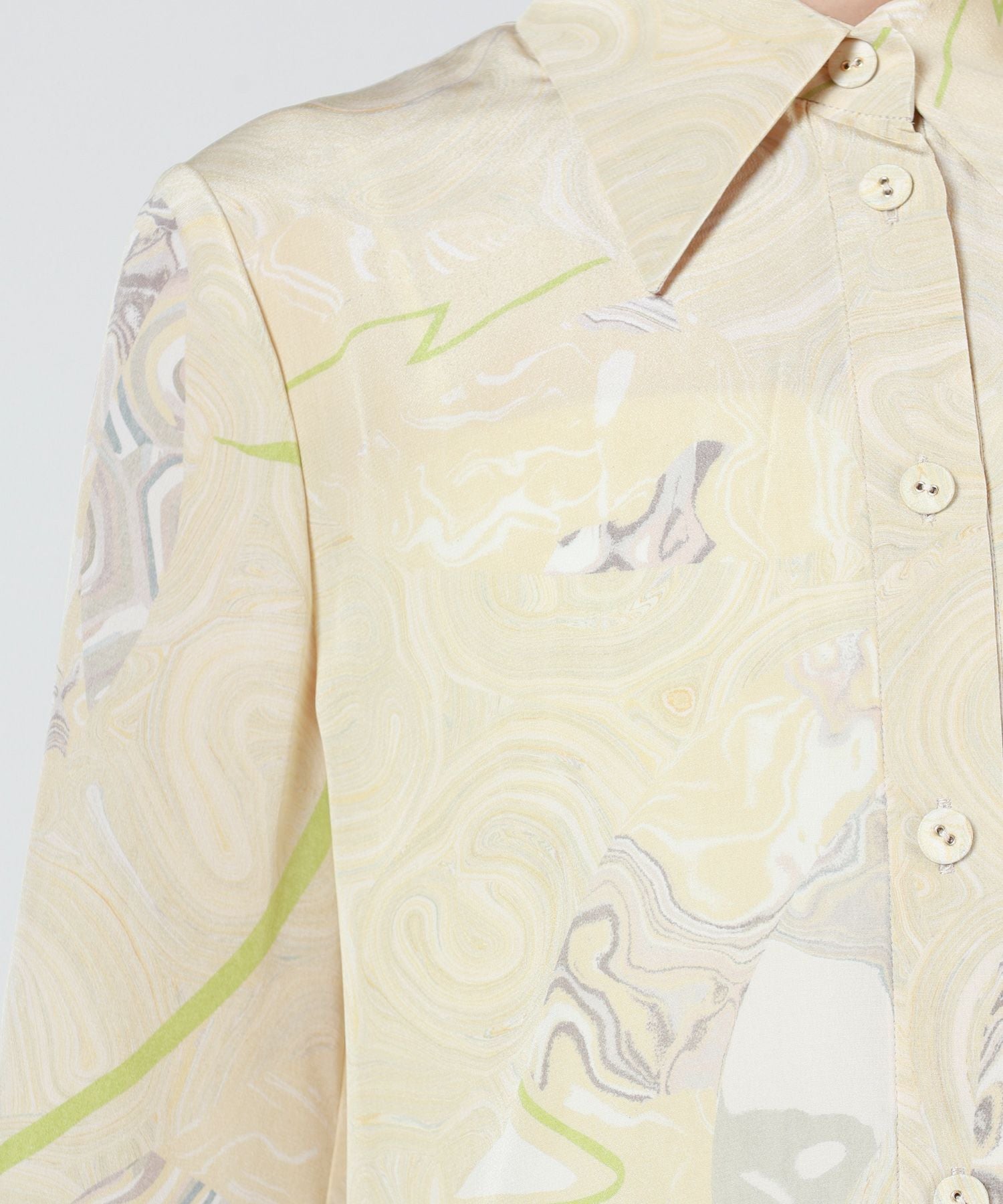Mame Kurogouchi(マメ クロゴウチ)】 Marble Print Silk Shirt