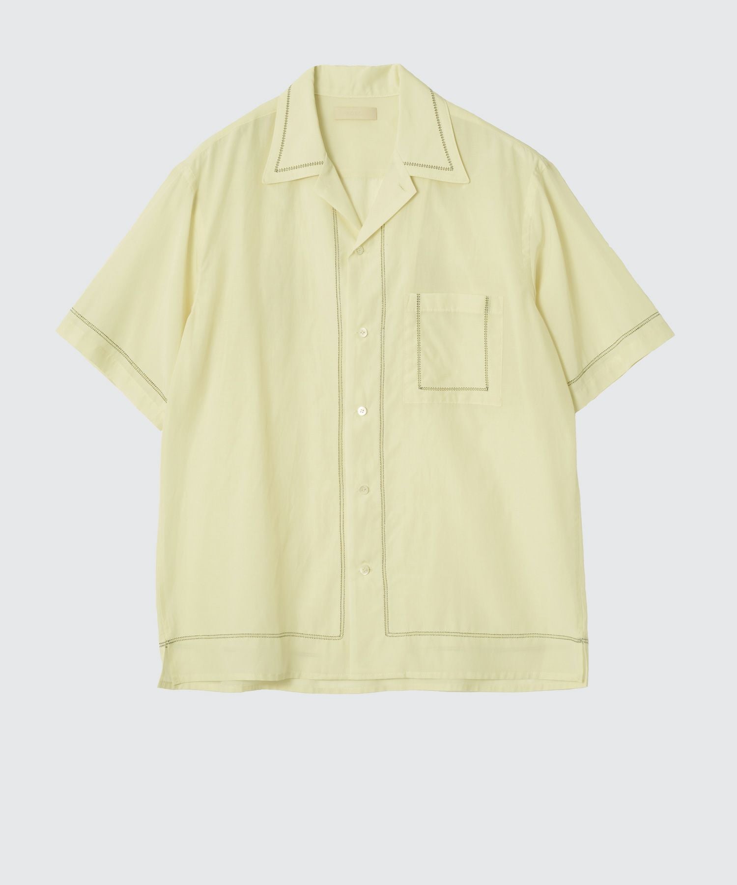 YOKE(ヨーク)】 COTTON ACETATE POPLIN EMBROIDAREY OPEN COLLAR SHIRT