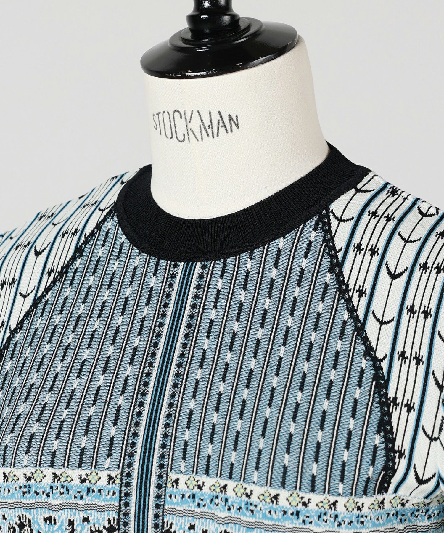 マメクロゴウチ　Geometric Pattern Knitted Top Geometric Pattern Knitted Top-ジオメトリックパターントップ-Mame