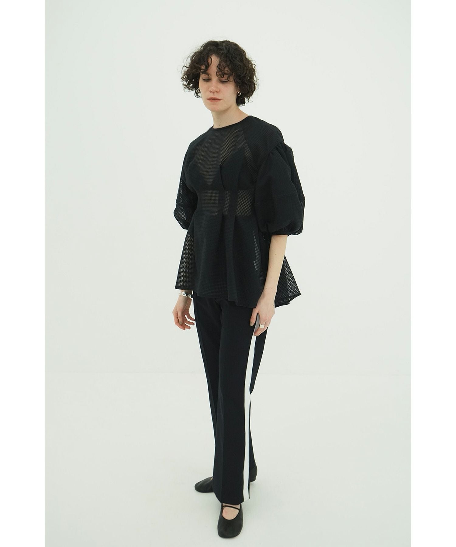 CLANE(クラネ)】 SHEER PLAID VOLUME SLEEVE TOPS｜PARIGOT ONLINE