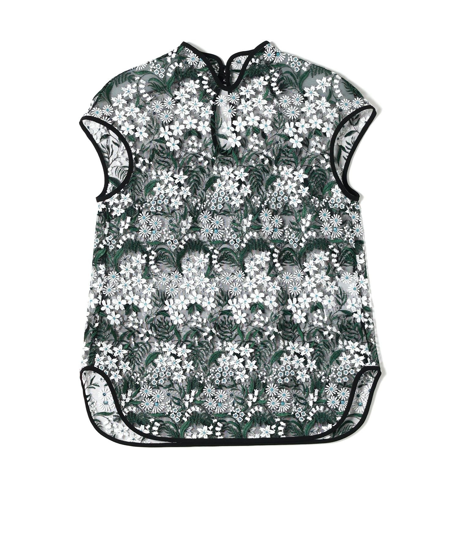 Mame Kurogouchi(マメ クロゴウチ)】 Floral Lace French Sleeve Top