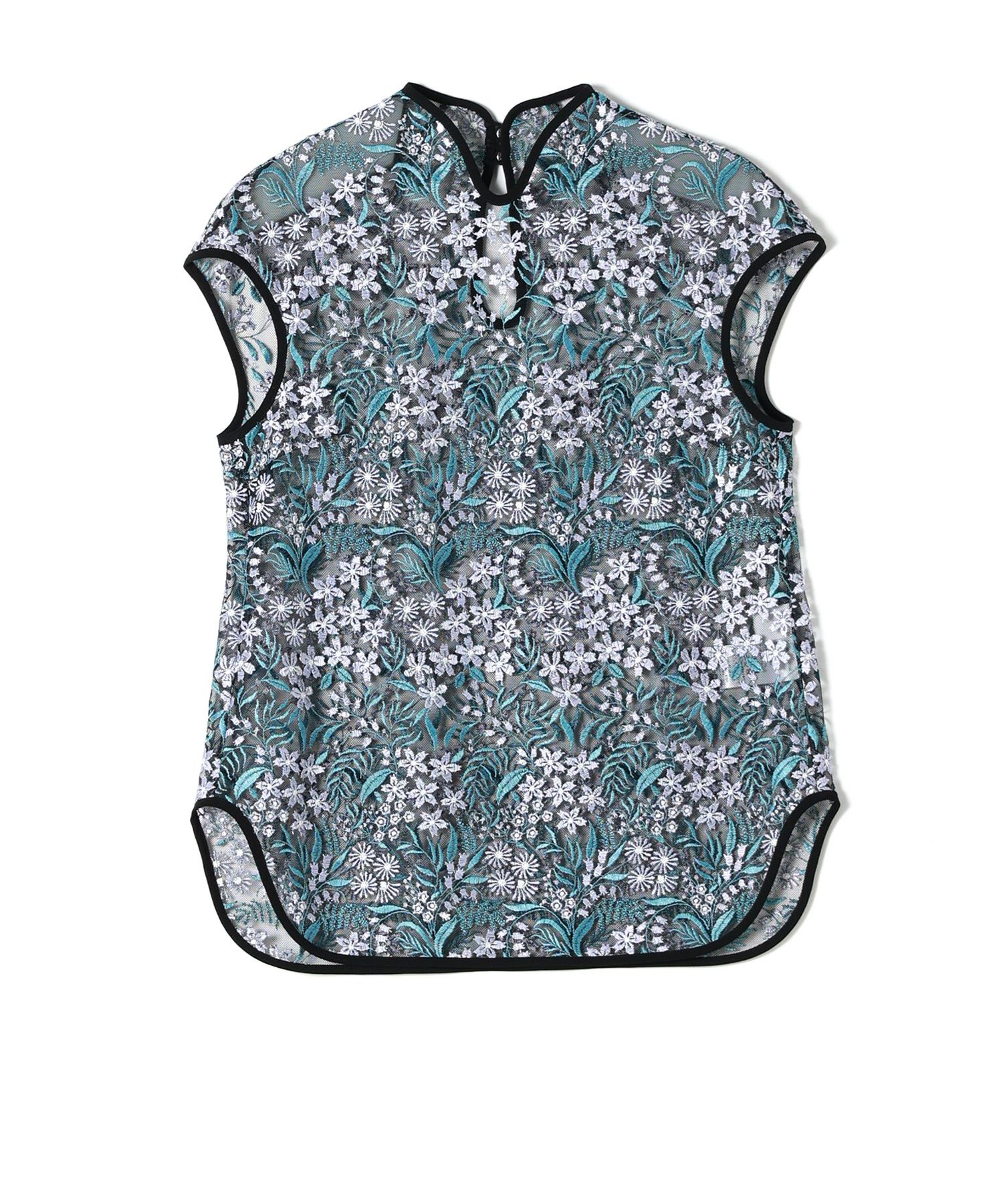 Mame Kurogouchi(マメ クロゴウチ)】 Floral Lace French Sleeve Top