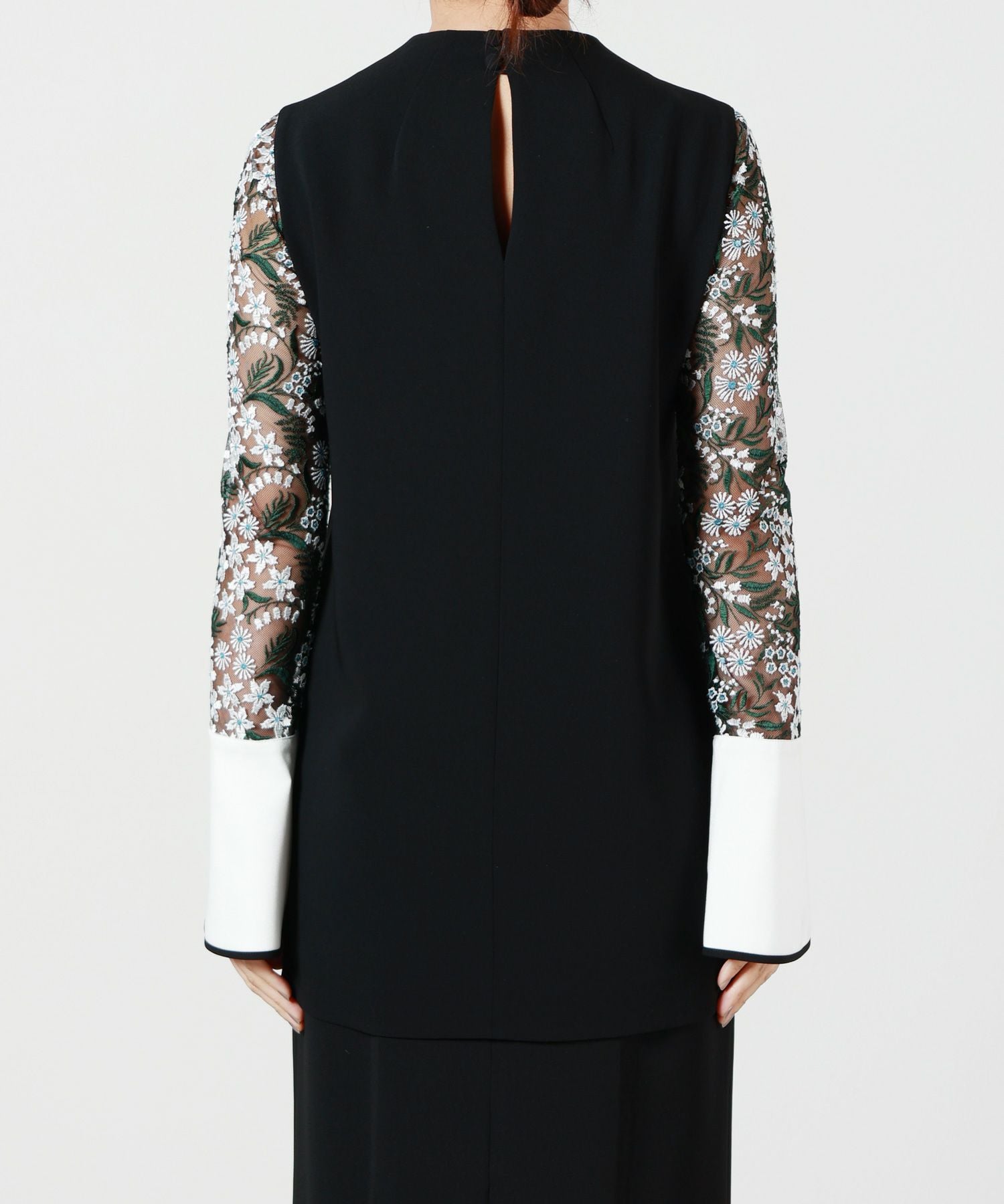 mame kurogochi 花柄レーストップス Floral Lace French Sleeve Top-フローラルレースフレンチスリーブ