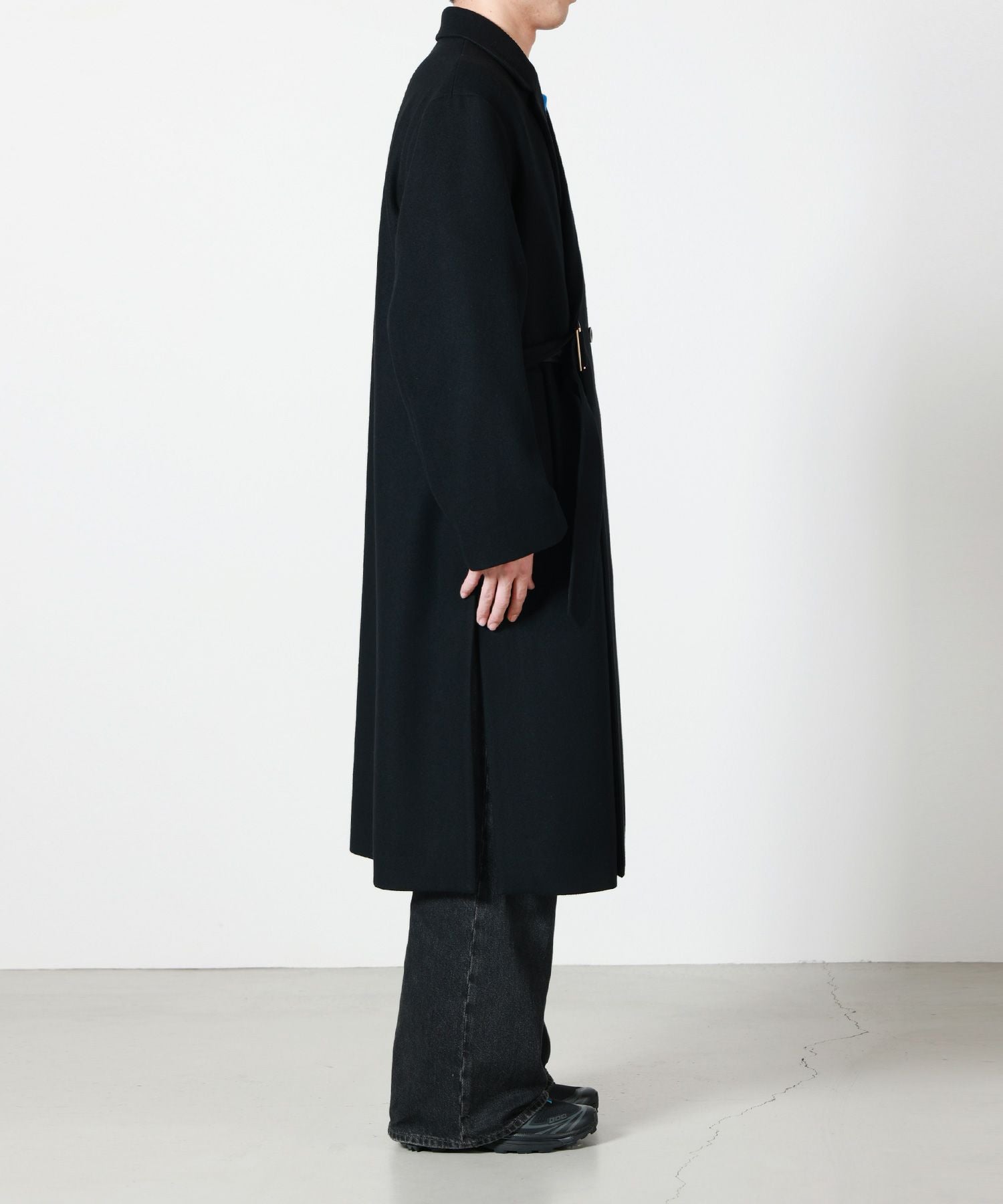 CULLNI(クルニ)】 Lamb Wool Melton Tie Locken Long Chester Coat