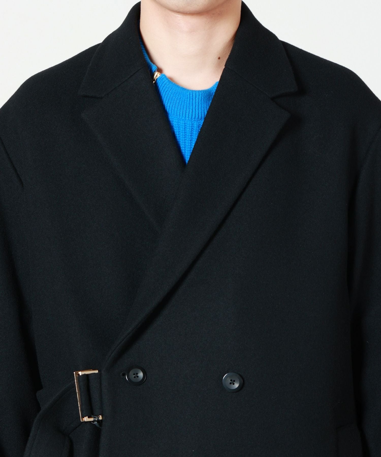 CULLNI(クルニ)】 Lamb Wool Melton Tie Locken Long Chester Coat