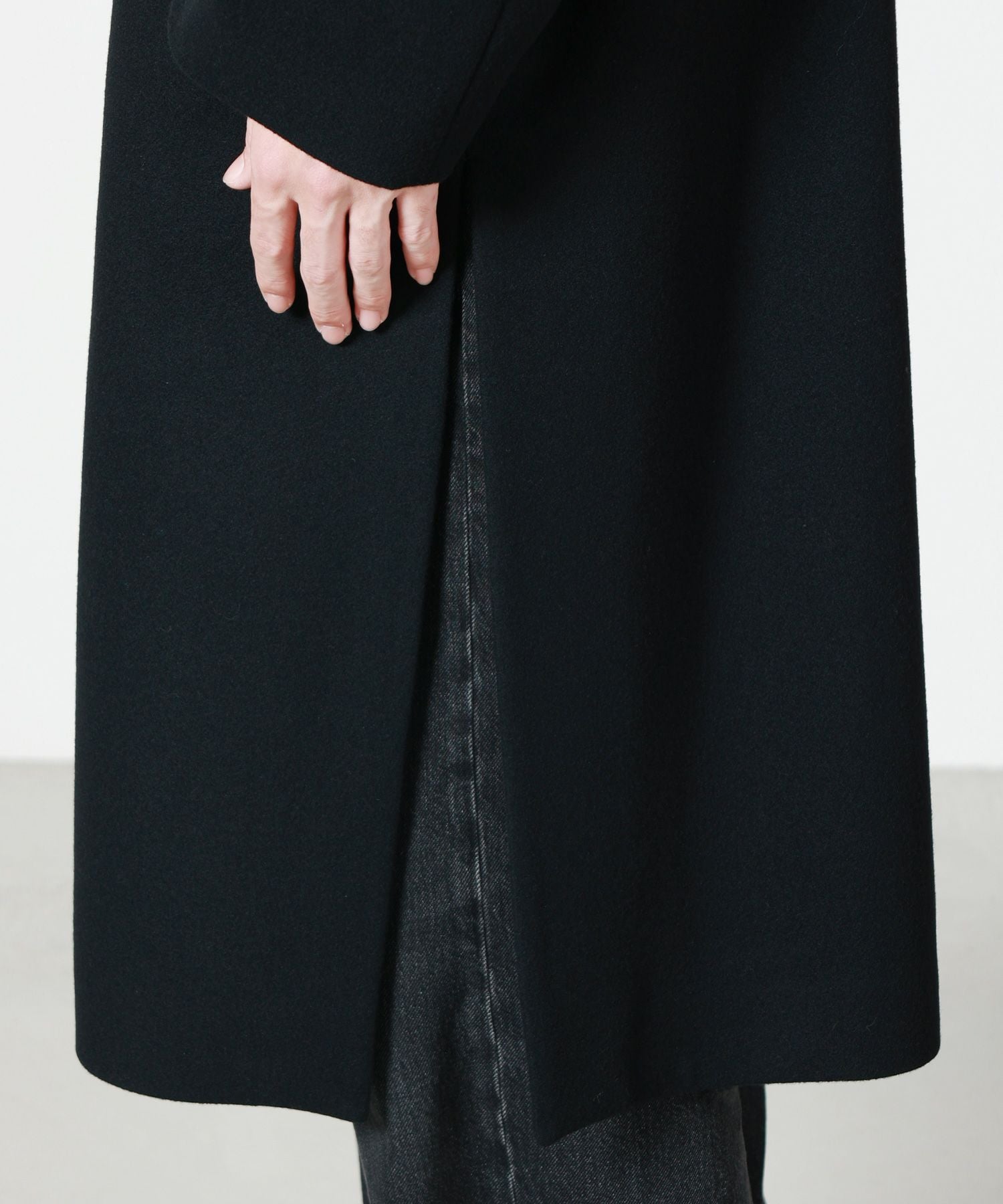 CULLNI(クルニ)】 Lamb Wool Melton Tie Locken Long Chester Coat