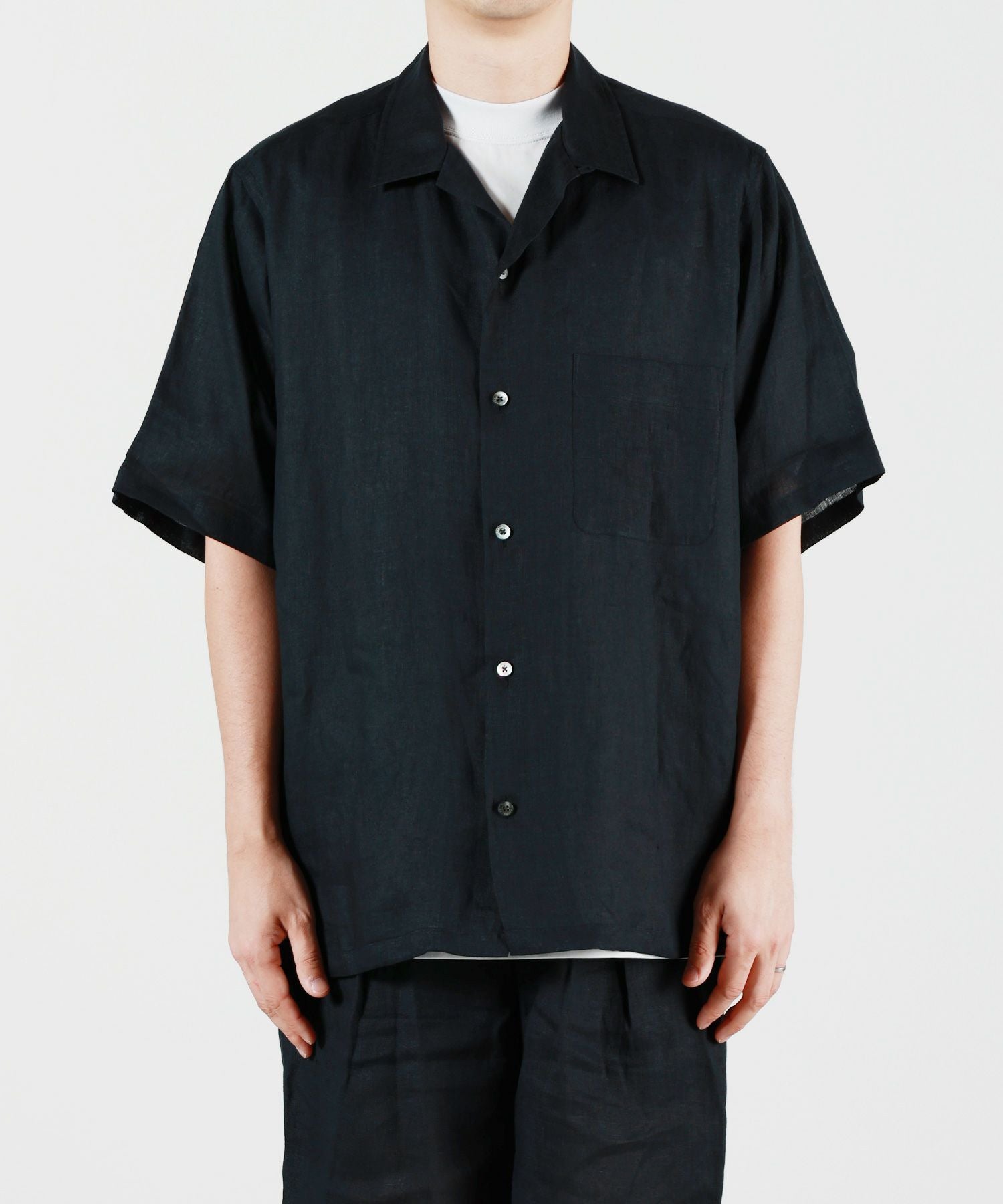 MARKAWARE(マーカウェア)】 HEMP SHIRTING NEW OPEN COLLAR S/S SHIRT