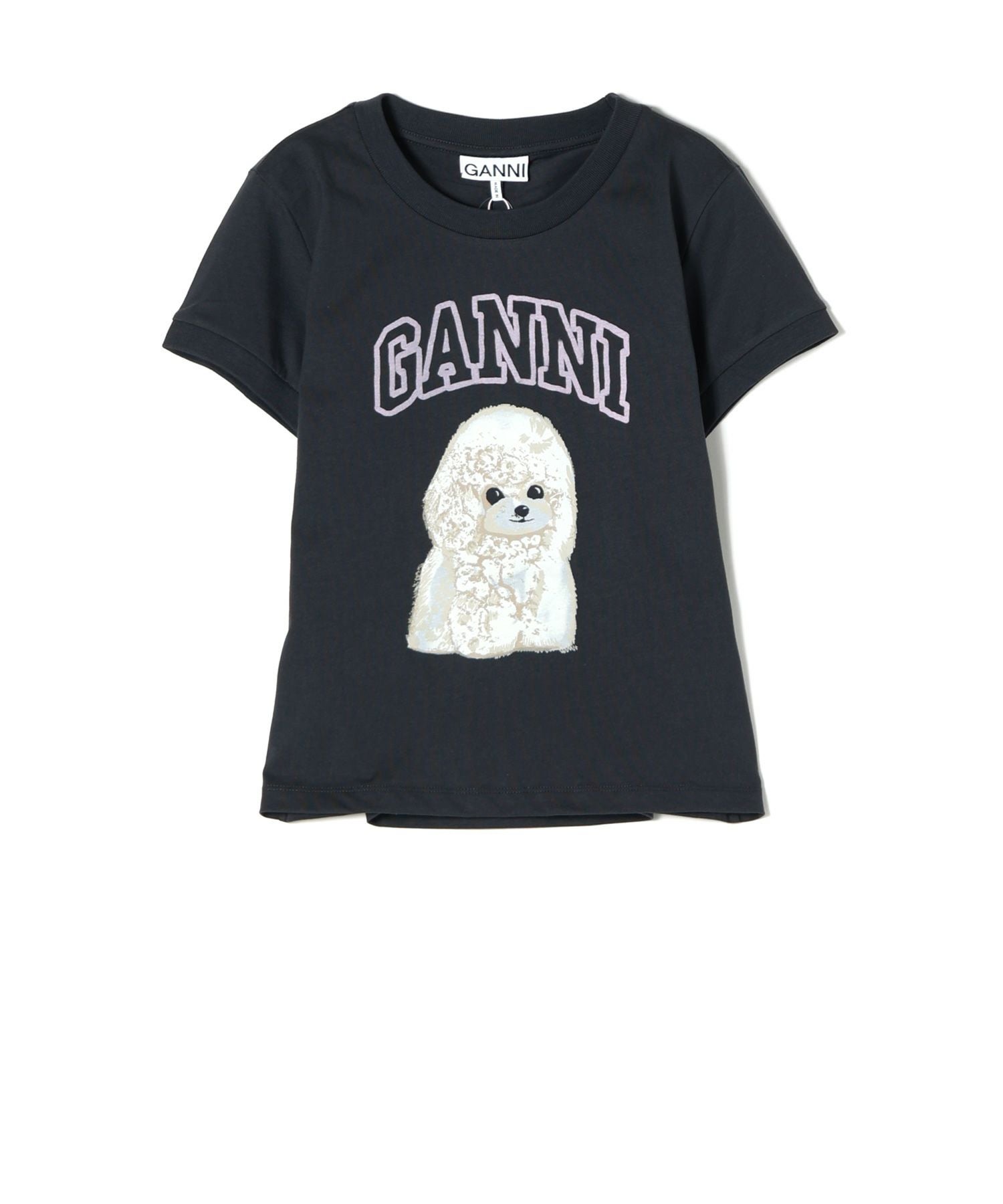 GANNI(ガニー)】 BLACK POODLE GRAPHIC CROPPED T-SHIRT｜PARIGOT