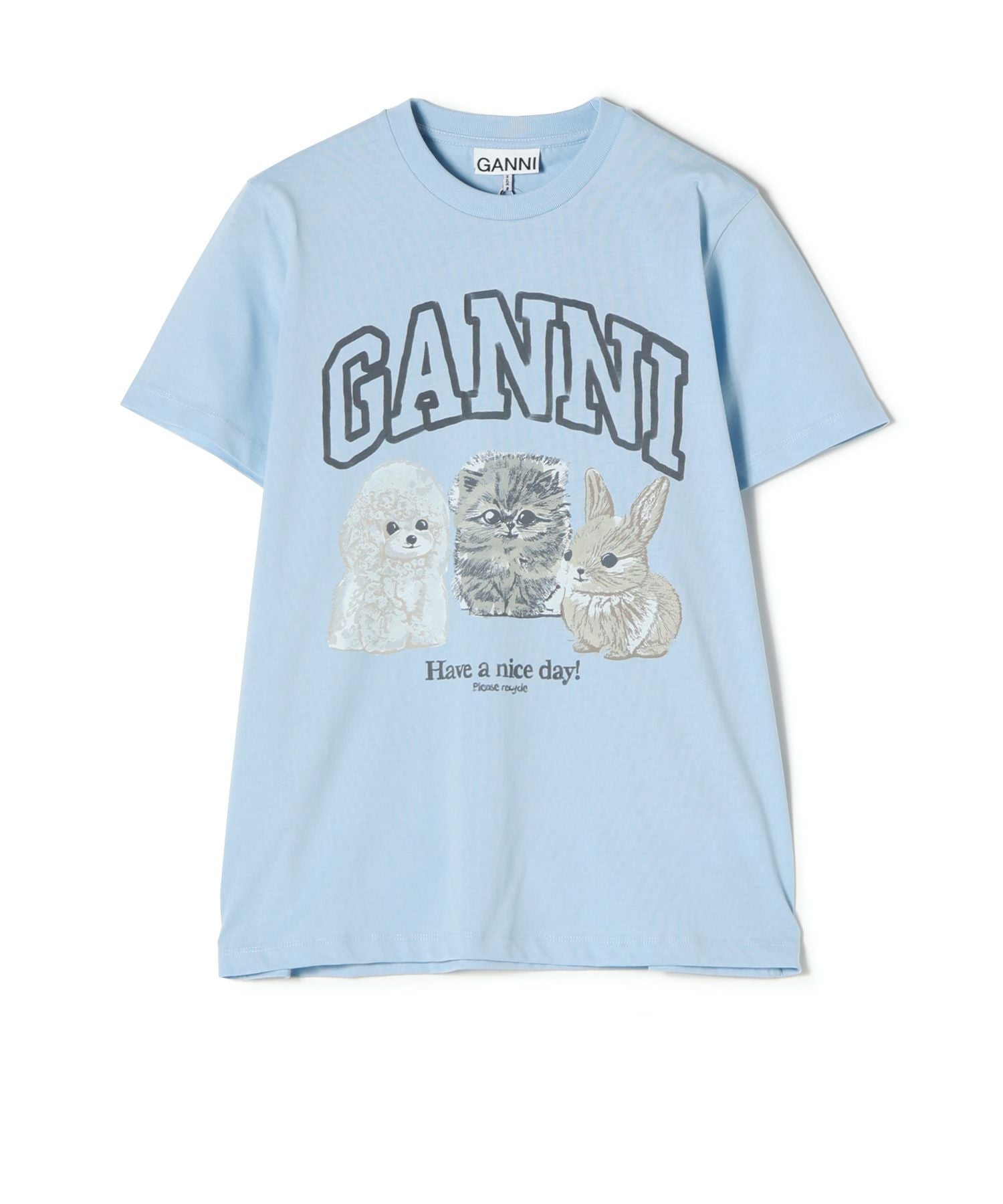 GANNI(ガニー)】 BLUE ANIMAL PRINT T-SHIRT｜PARIGOT ONLINE（パリゴ