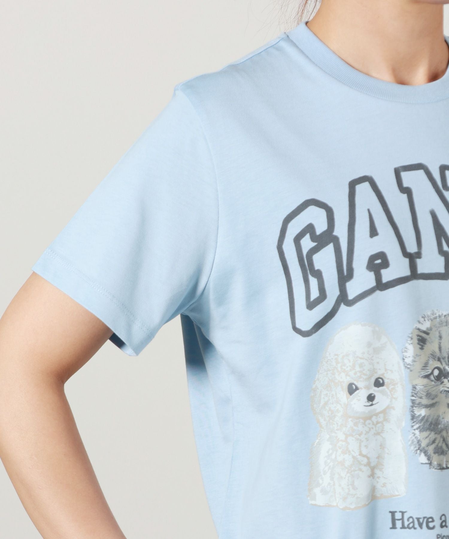 GANNI(ガニー)】 BLUE ANIMAL PRINT T-SHIRT｜PARIGOT ONLINE（パリゴ