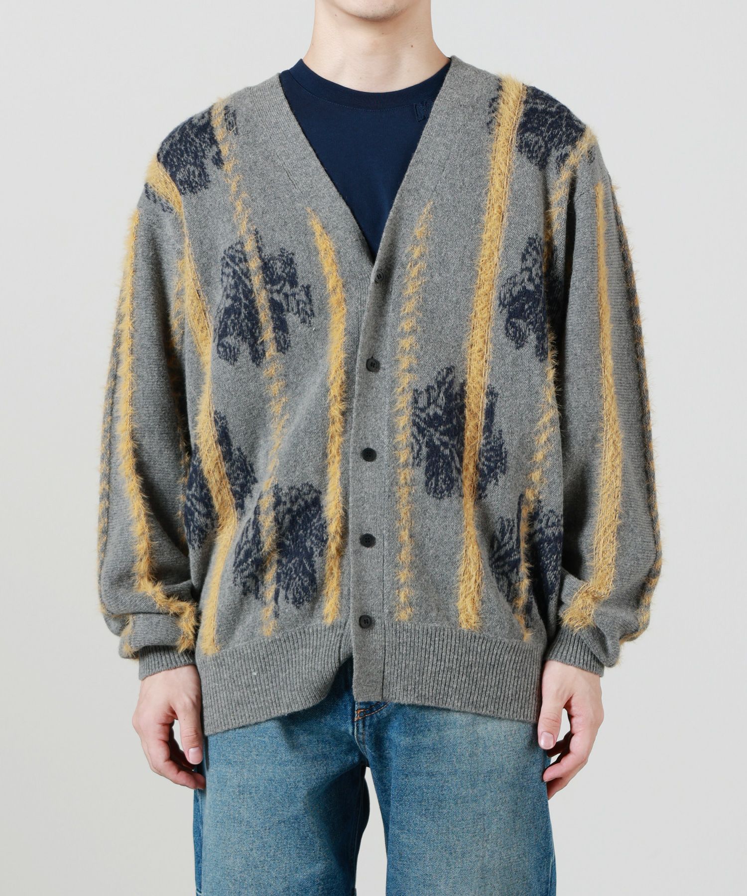 TOGA VIRILIS(トーガ ビリリース)】 STRIPE JACQUARD KNIT CARDIGAN