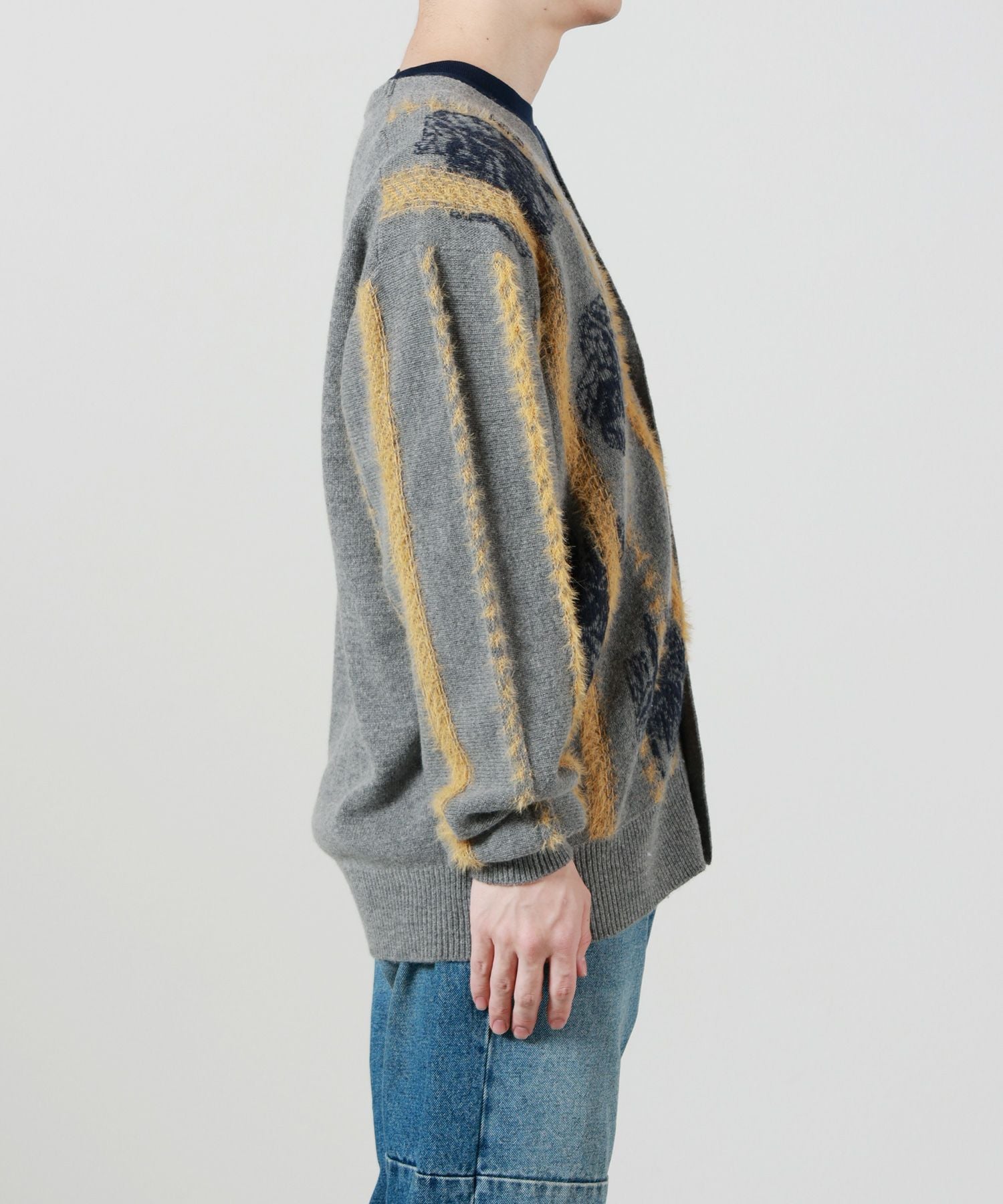TOGA VIRILIS(トーガ ビリリース)】 STRIPE JACQUARD KNIT CARDIGAN