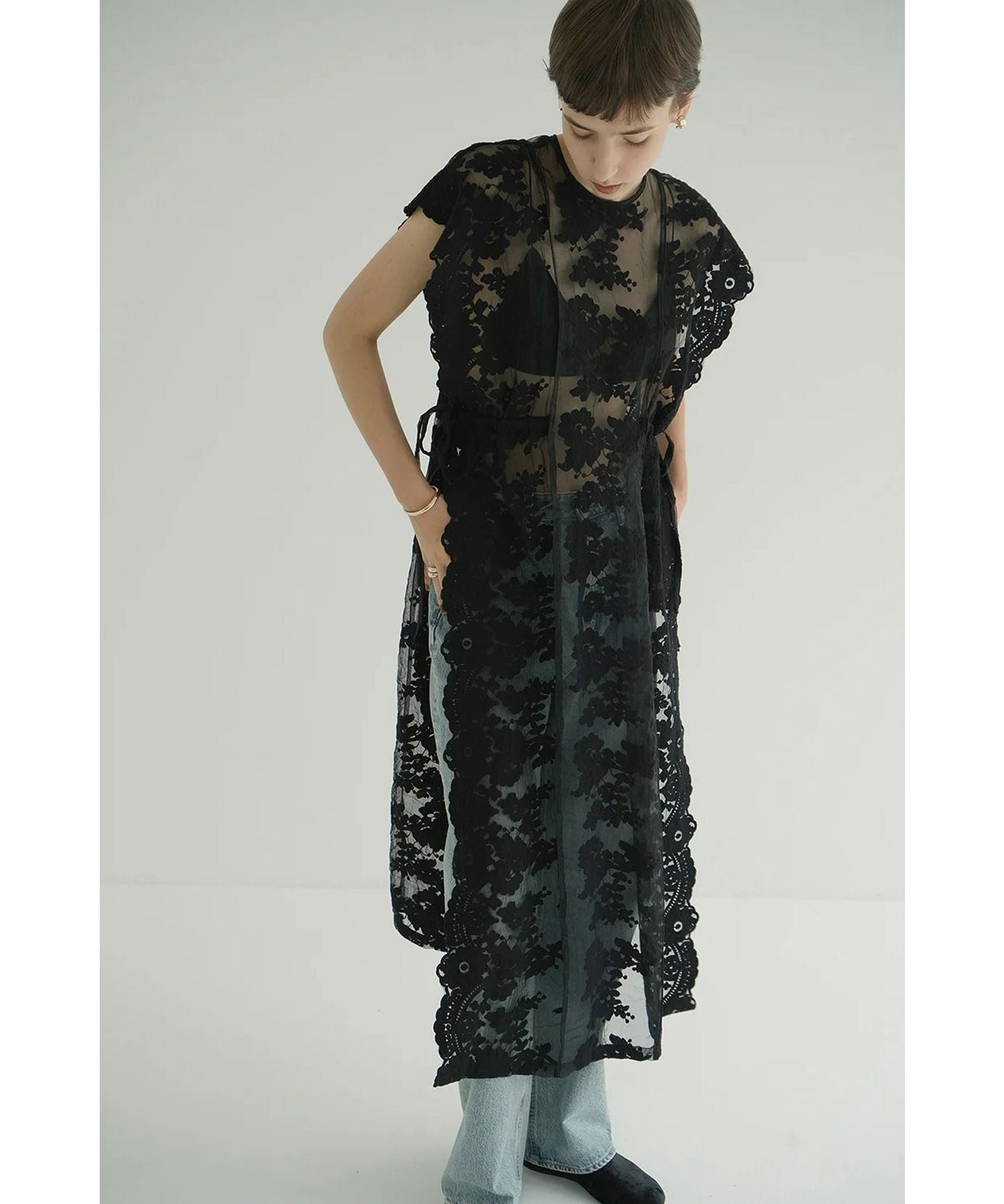 CLANE(クラネ)】 FLOWER SHEER LACE LONG TOPS｜PARIGOT ONLINE