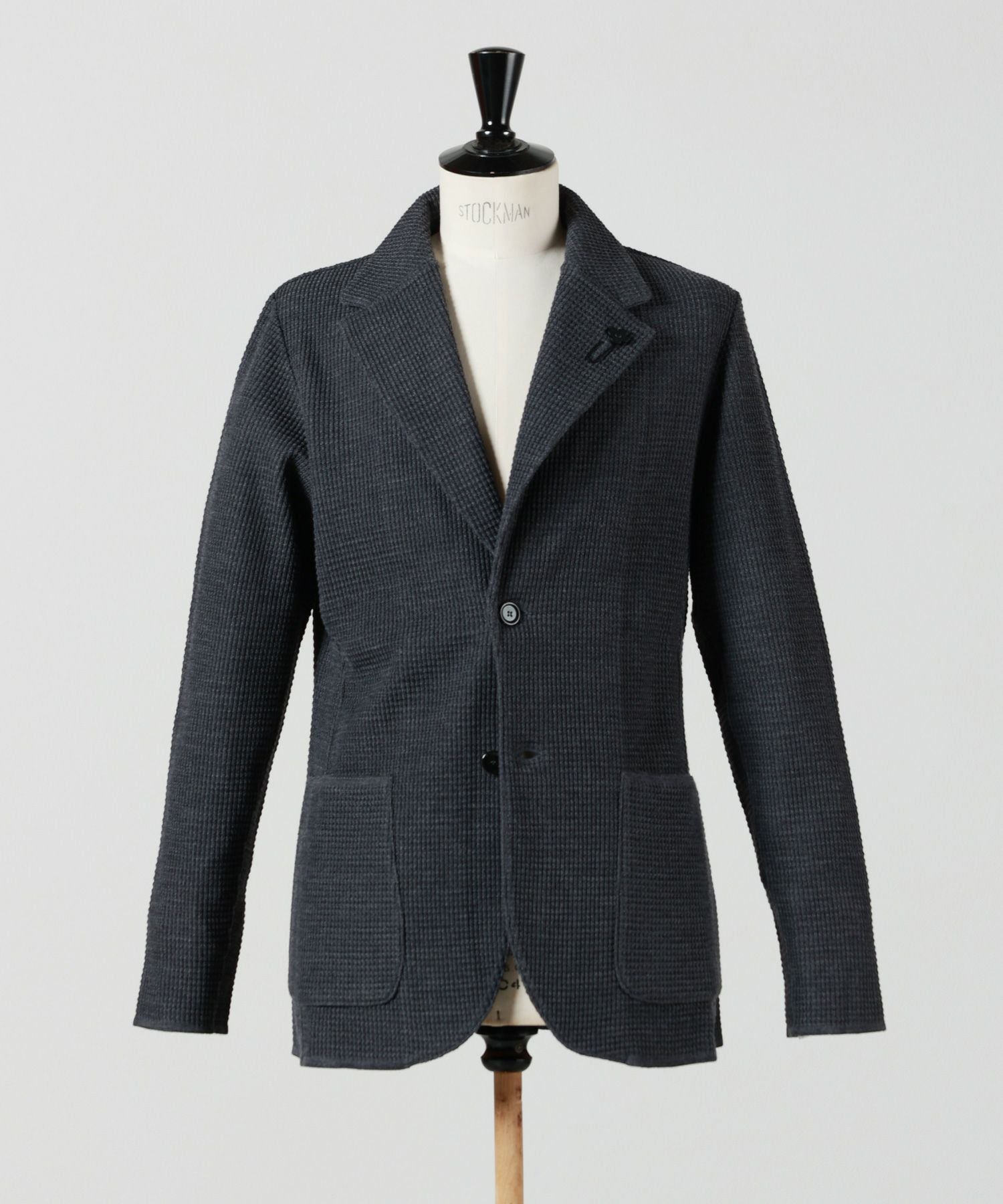 LARDINI(ラルディーニ)】 ウールワッフルニットシングルジャケット