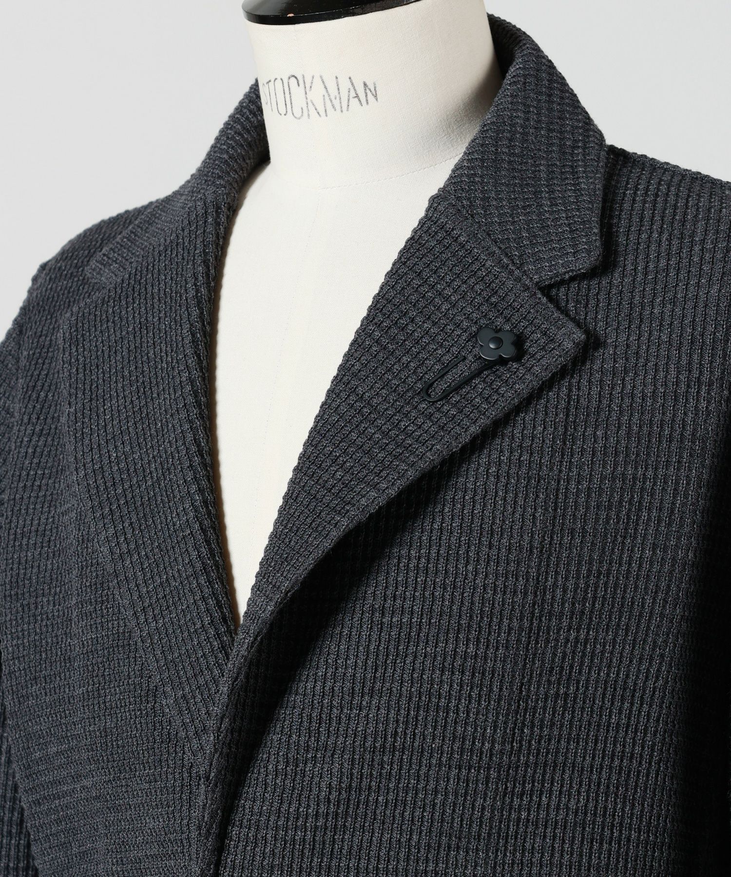 LARDINI(ラルディーニ)】 ウールワッフルニットシングルジャケット
