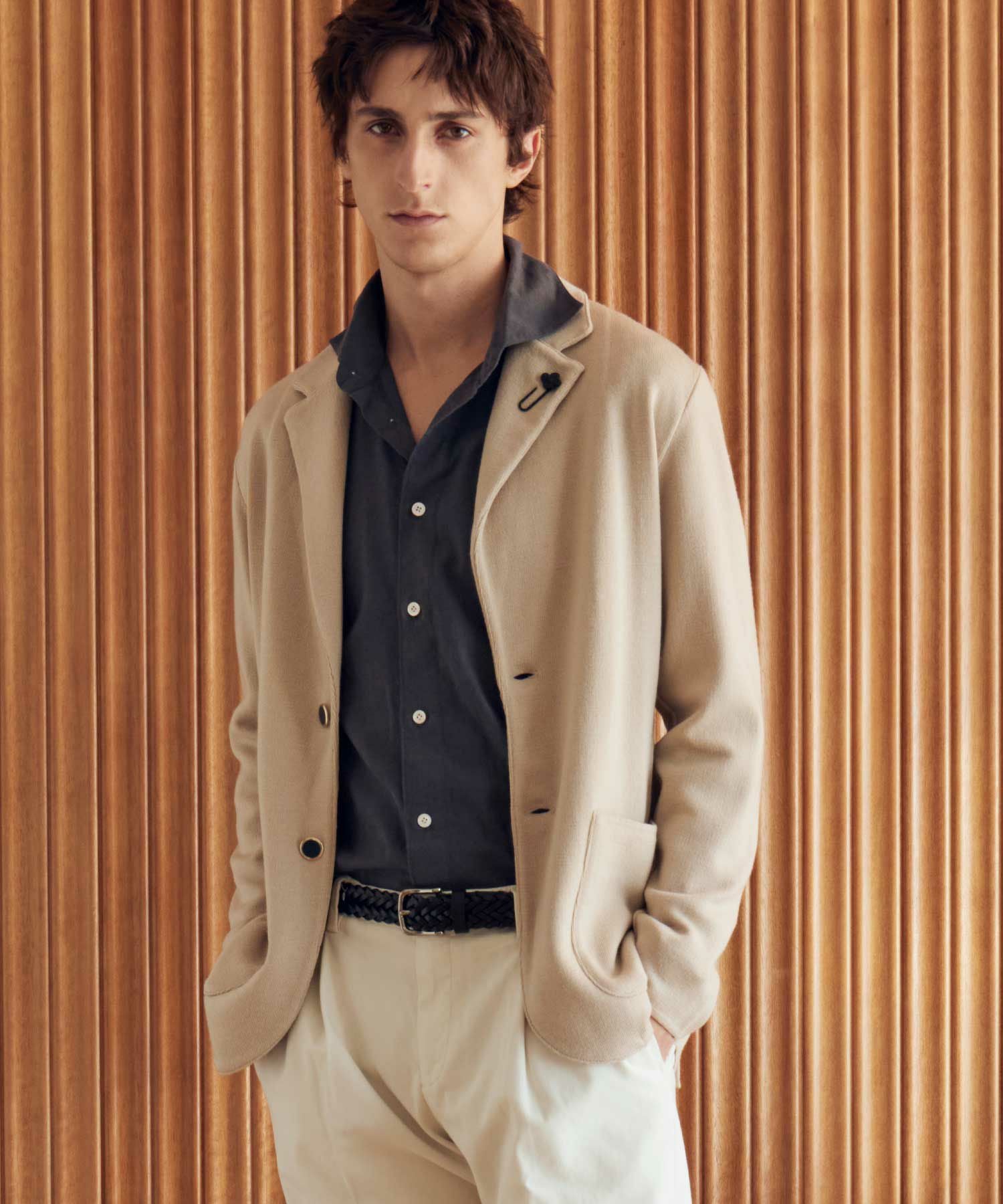 LARDINI コットンウール シングルジャケット ラルディーニ イタリア製 LARDINI/ラルディーニ」ウール ニット シングルジャケット 【商品紹介