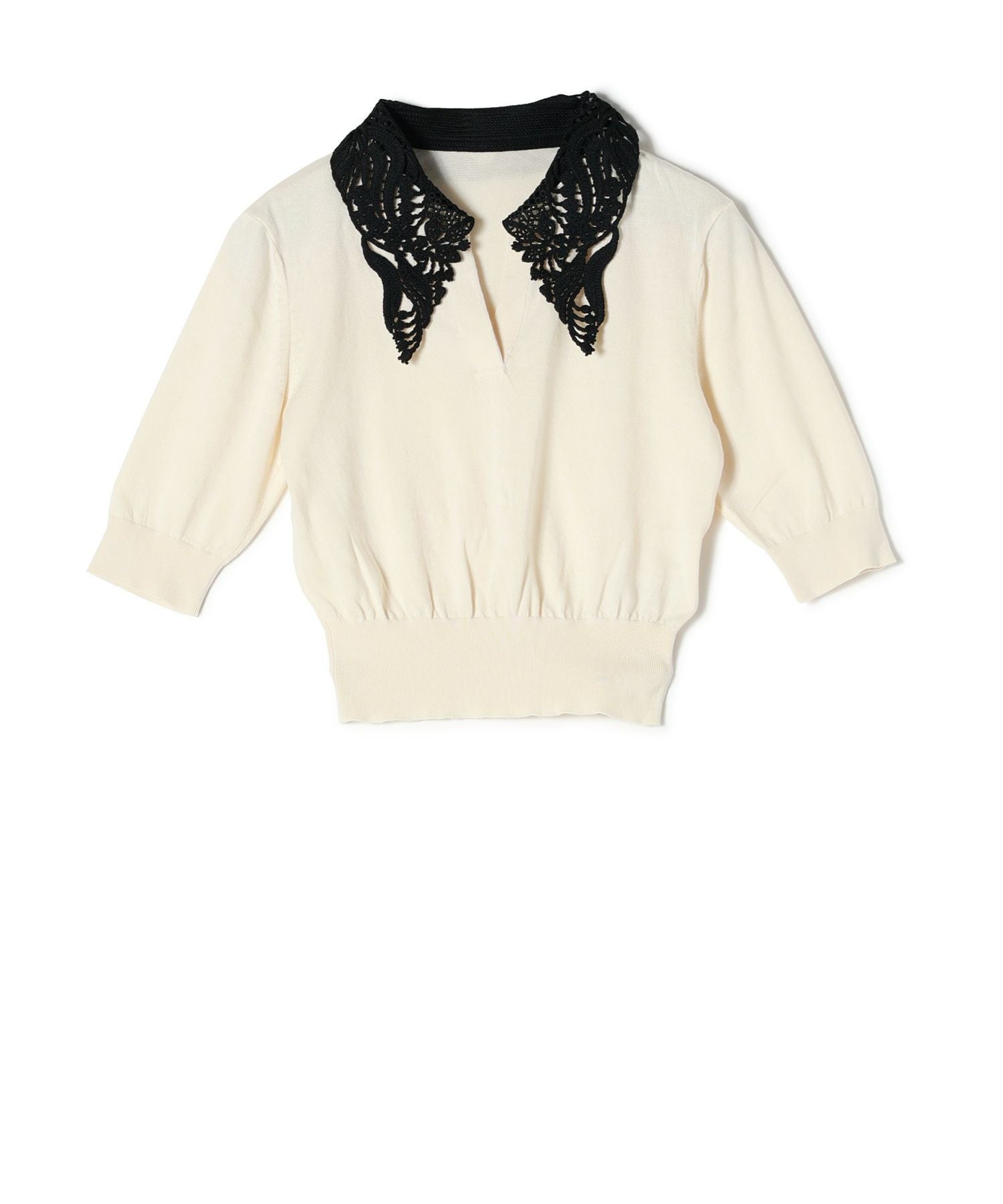 トップス Embroidery Collar Knitted Top Mame Kurogouchi(マメ クロゴウチ)】Embroidery Collar Knitted Top