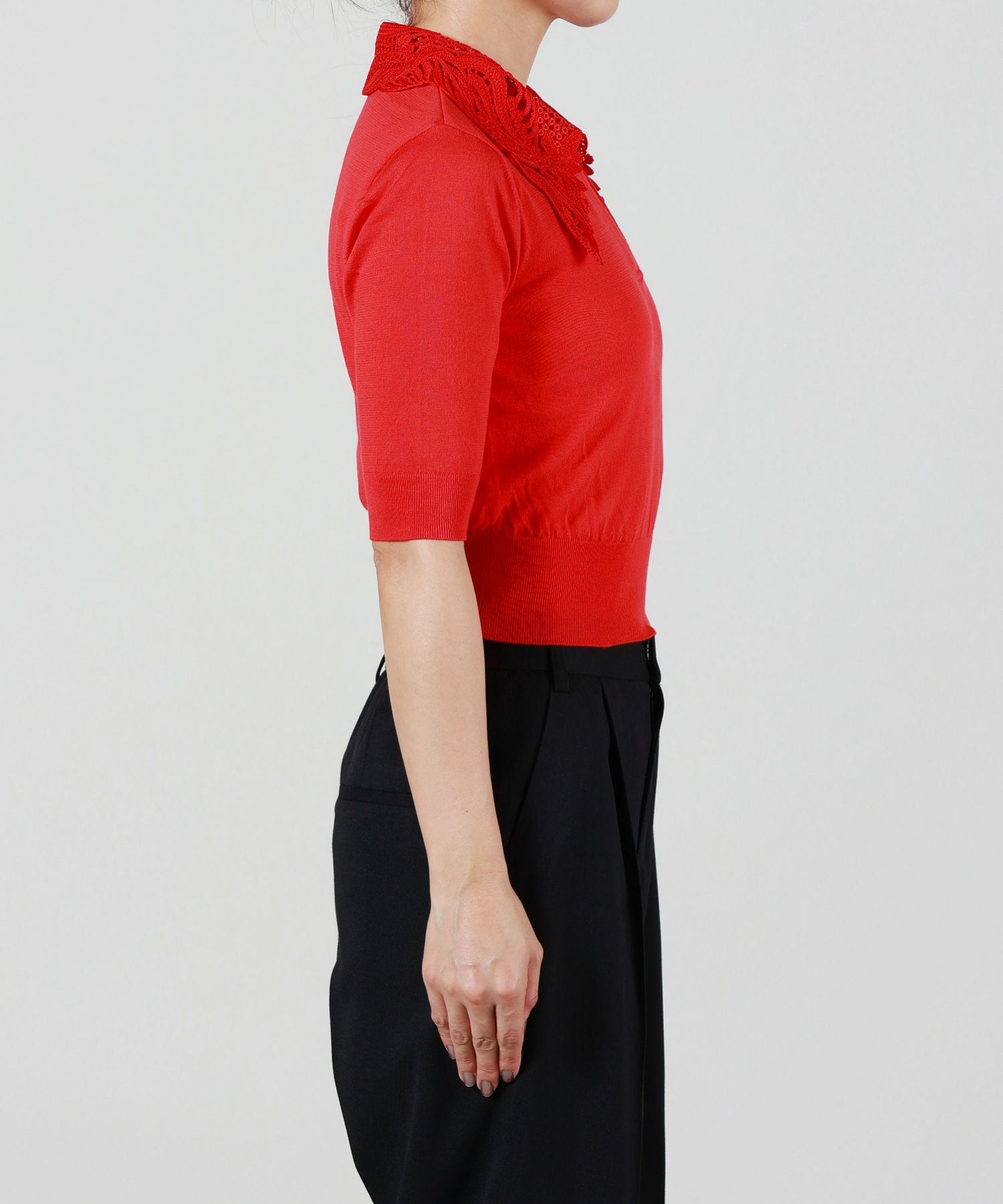 ニット+セーター Embroidery Collar Knitted Top - ecru Embroidery Collar Knitted Top