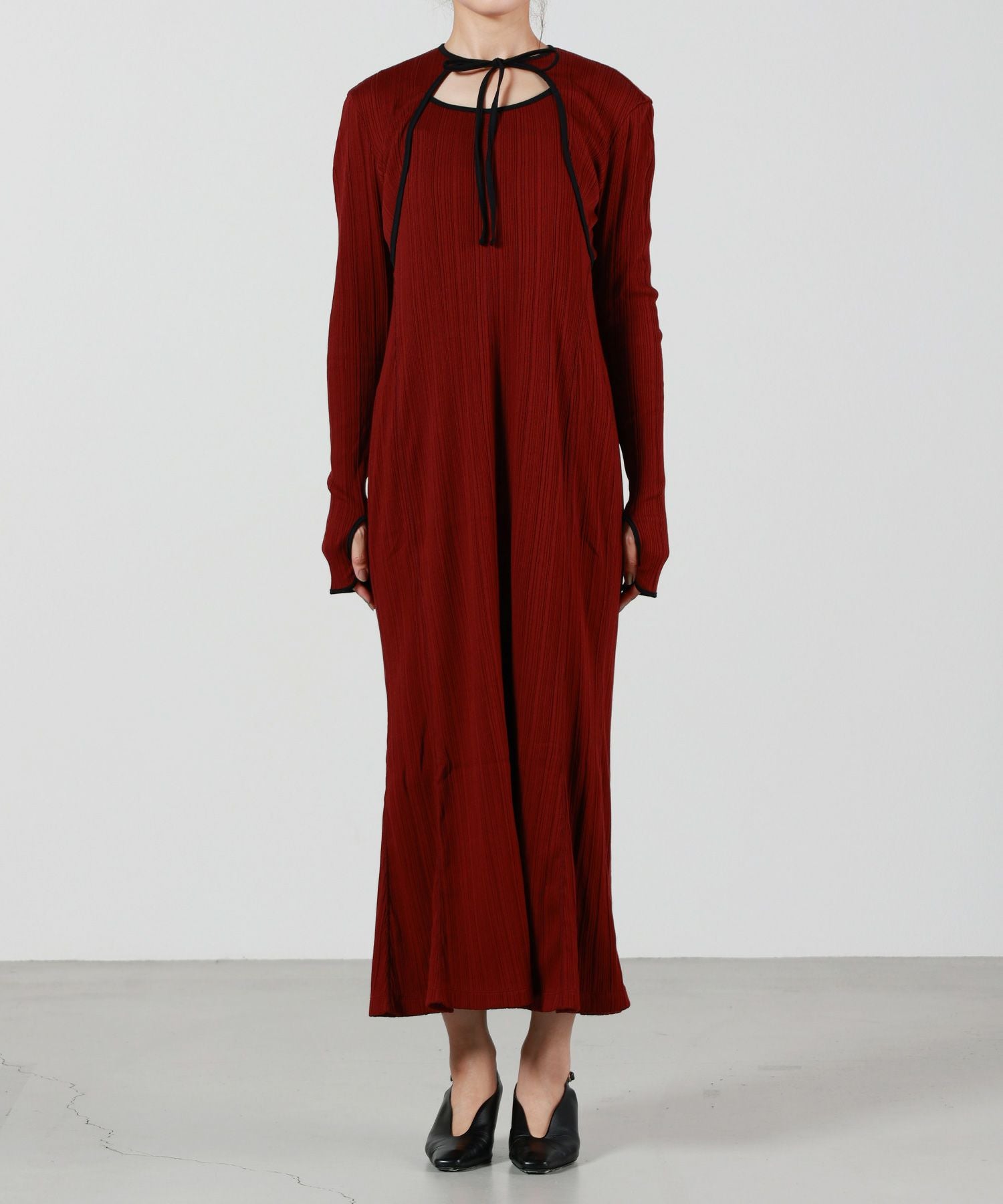 マメクロゴウチ ワンピースMame Kurogouchi 2way Dress Random Ribbed 2way Dress MM25FWー