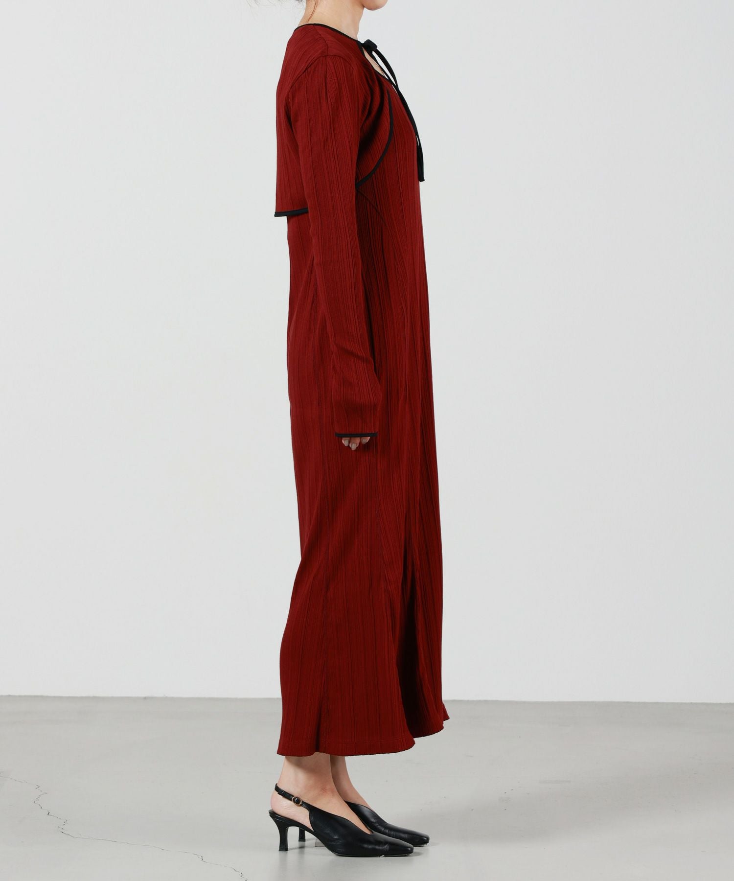 mamekurogouchi マメクロゴウチ ワンピース 赤 長袖 ロング Mame Kurogouchi(マメ クロゴウチ)】Random Ribbed Organic Cotton