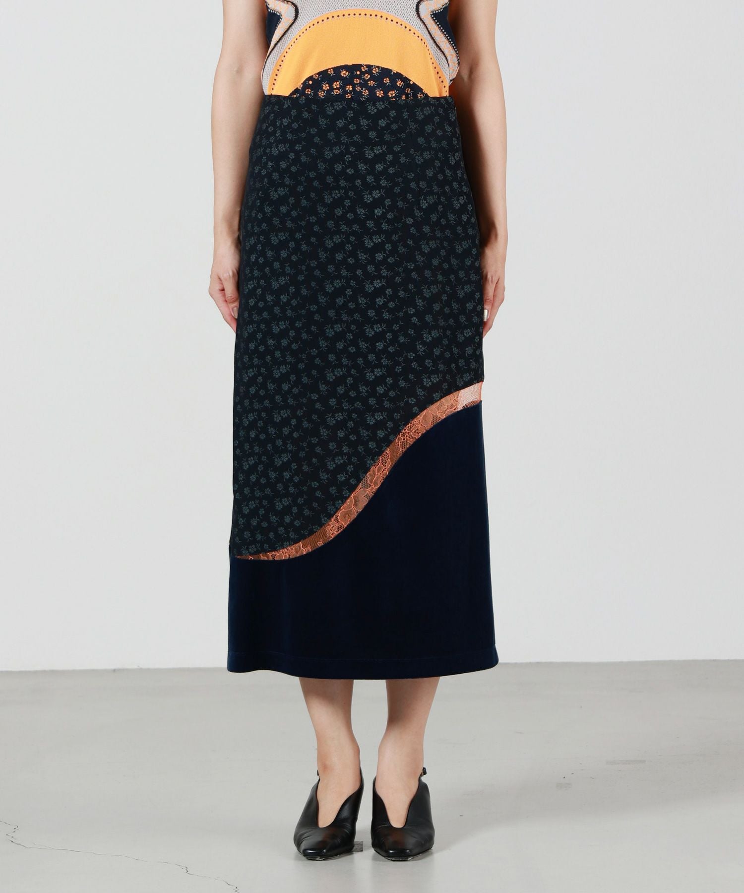 スカート Cupro Triacetate Floral Jacquard Skirt Cupro Triacetate Floral Jacquard Skirt-キュプラトリアセテート