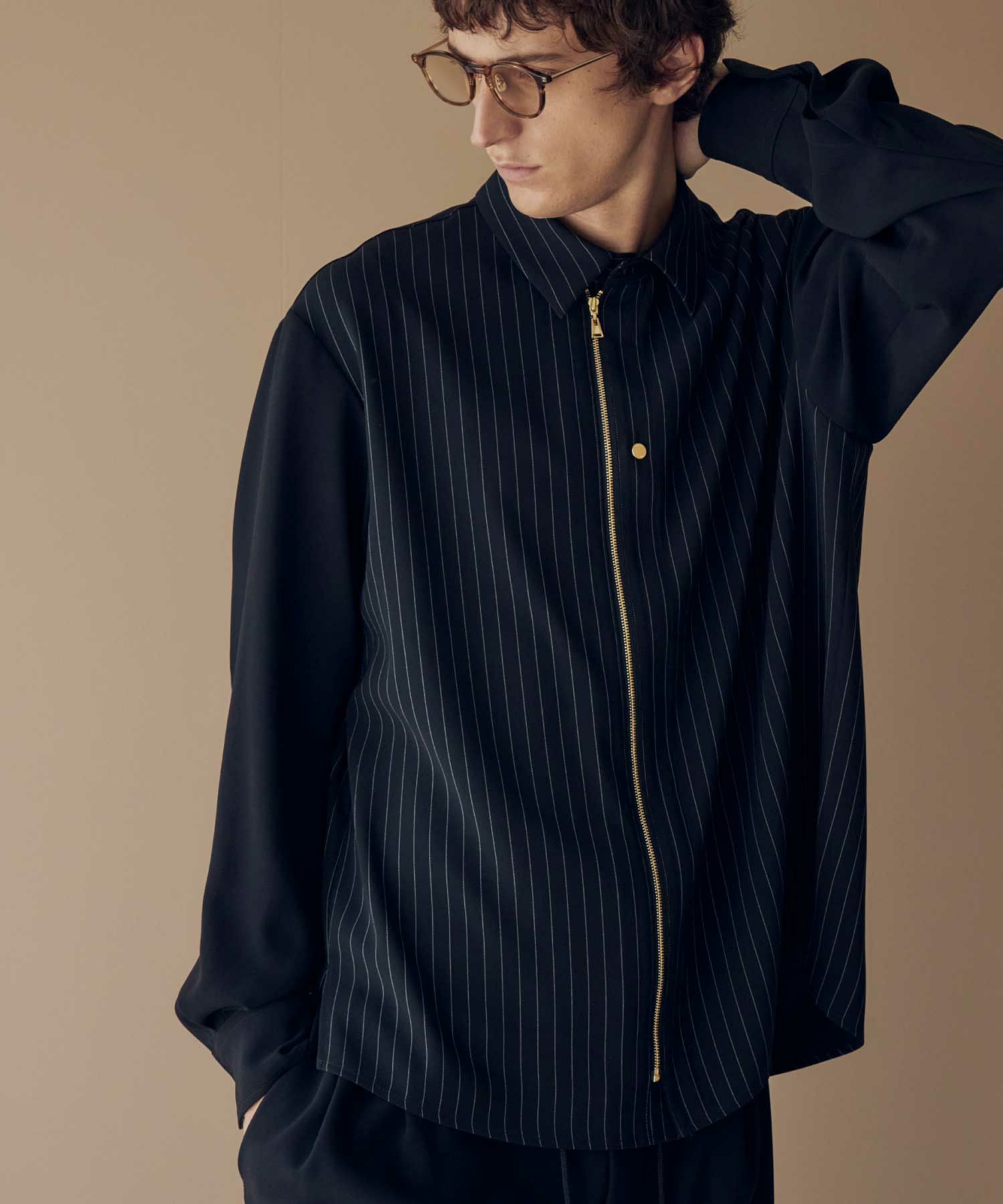 CULLNI 25SS ストライプシャツ CULLNI(クルニ)】 PARIGOT別注 Stripe Double Cloth Bi Color Zip Up