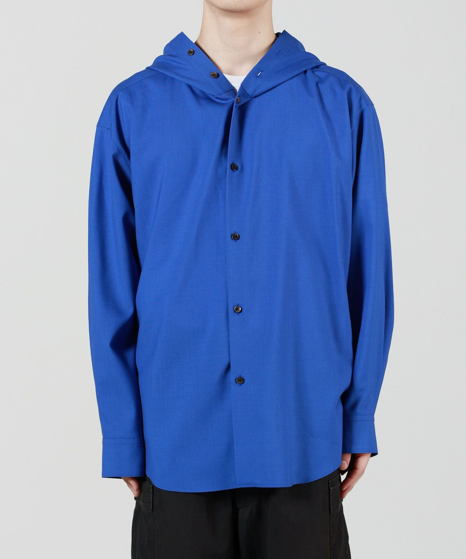 overcoat オーバーコート　ドレスシャツ　ブルー OVERCOAT(オーバーコート)】 HOODED WOOL SHIRT｜PARIGOT ONLINE