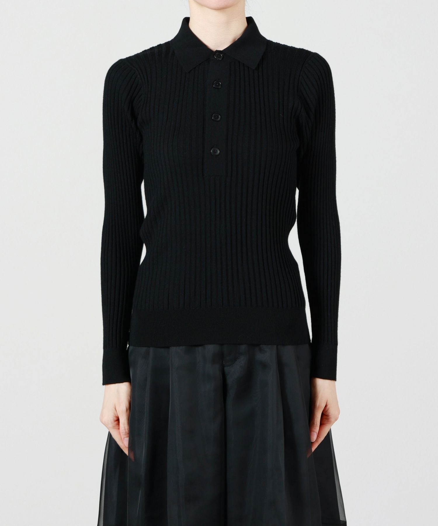 【現行品】 HYKE 25SS WIDE RIBBED POLO SWEATER WIDE RIBBED POLO SWEATER 25FW／11404