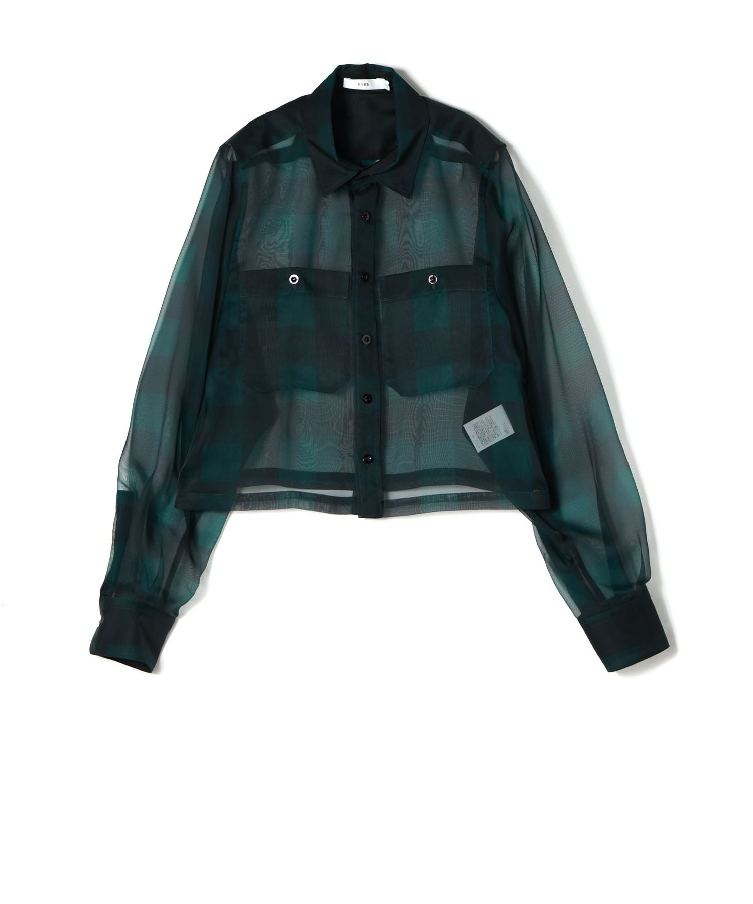 HYKE / ハイク | 2022SS | PLAID GATHERED SHIR / バンドカラー ギャザー フライフロント シャツ ブラウス | 1 | ブラック | レディース HYKE / ハイク | 2022SS | PLAID GATHERED SHIR / バンドカラー