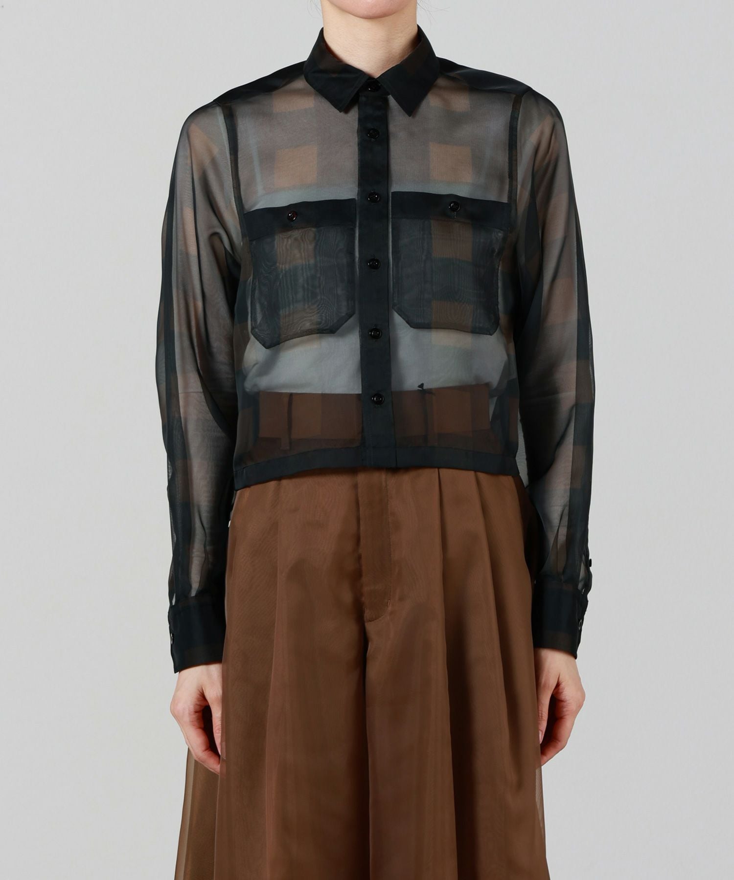新品　HYKE チェック シアースリーブシャツ 20SS HYKE - 新品 HYKE チェック シアースリーブシャツ 20SS の通販 by