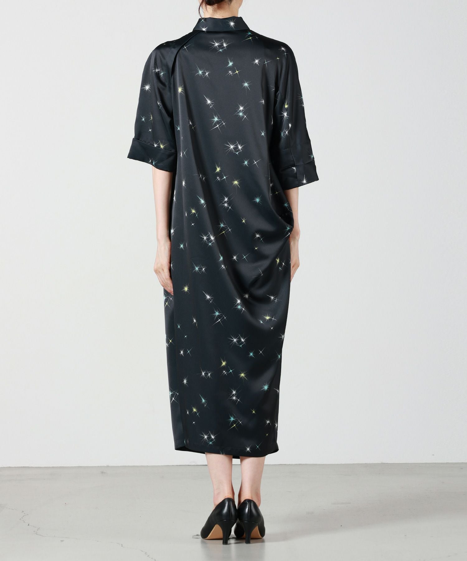 新品　TELMA ワンピース　ブラック TELMA(テルマ)】 PRINTED DRAPE DRESS｜PARIGOT ONLINE（パリゴ