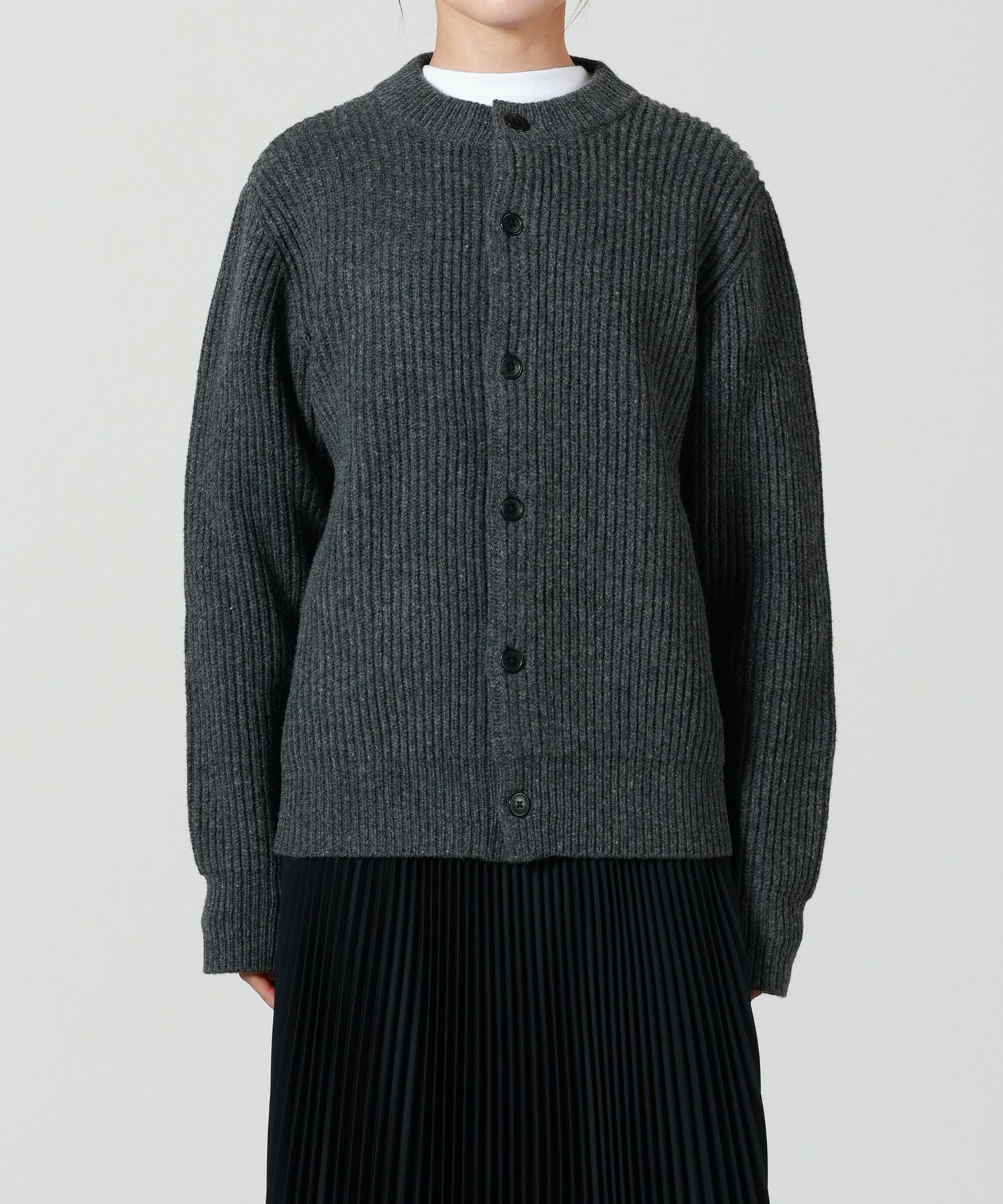 HYKE グレーカーディガン HYKE(ハイク)】 RIBBED KNIT WOOL CARDIGAN｜PARIGOT ONLINE（パリゴ
