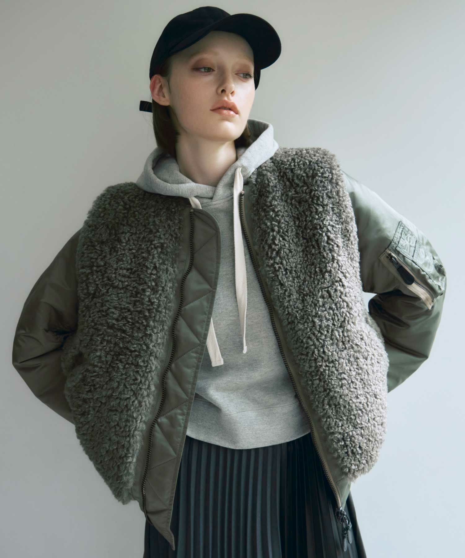 HYKE(ハイク)】 FAUX SHEARLING TYPE MA1JACKET｜PARIGOT ONLINE