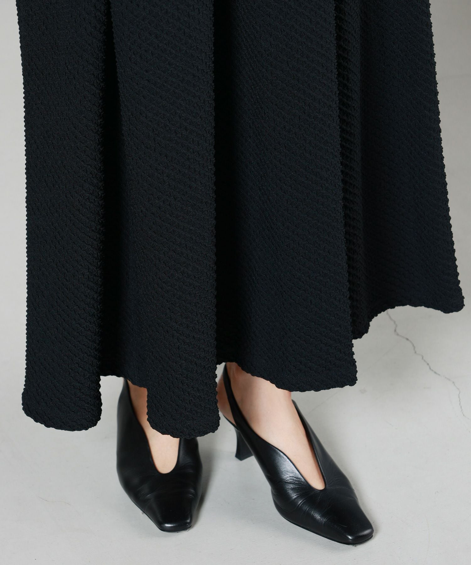 Mame Kurogouchi(マメ クロゴウチ)】 Shirring Jersey Jacquard Flare